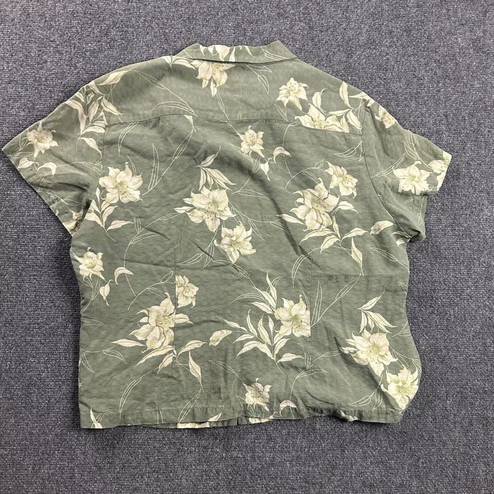 Hilo Hattie Hito Hattie Hawaiian Shirt Womens 16 Green Floral 100% Silk Size XXL / US 16-18 / IT 52-54 - 6 Thumbnail