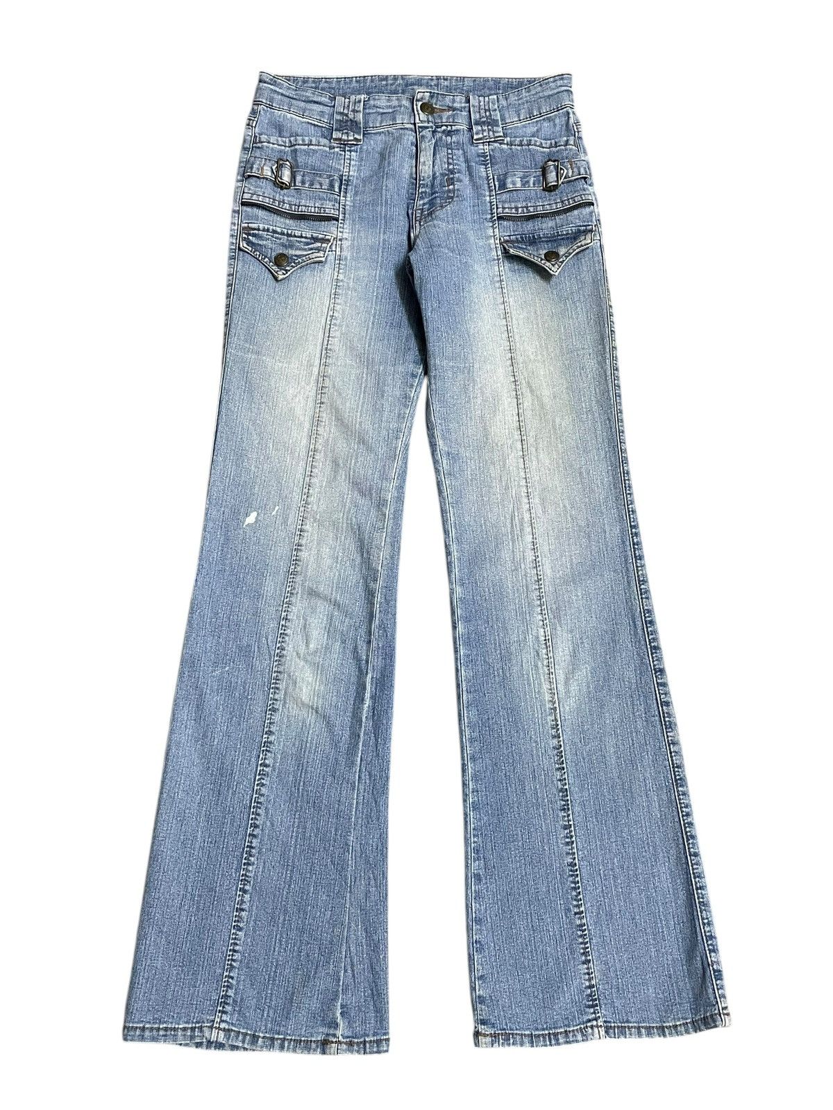 Japanese Brand Vtg Japanese Women’s Denim Punk Style Buckle Wide Leg Jeans Size 27" / US 4 / IT 40 - 1 Thumbnail