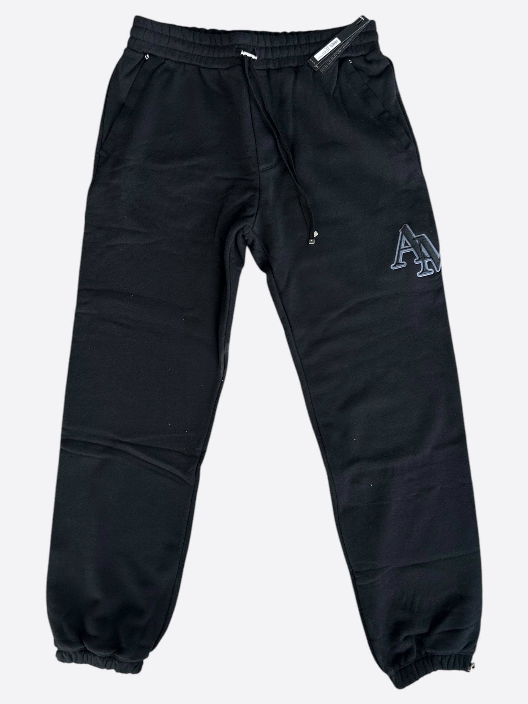 Amiri Amiri Black Staggered Logo Sweatpants Size US 36 / EU 52 - 1 Thumbnail