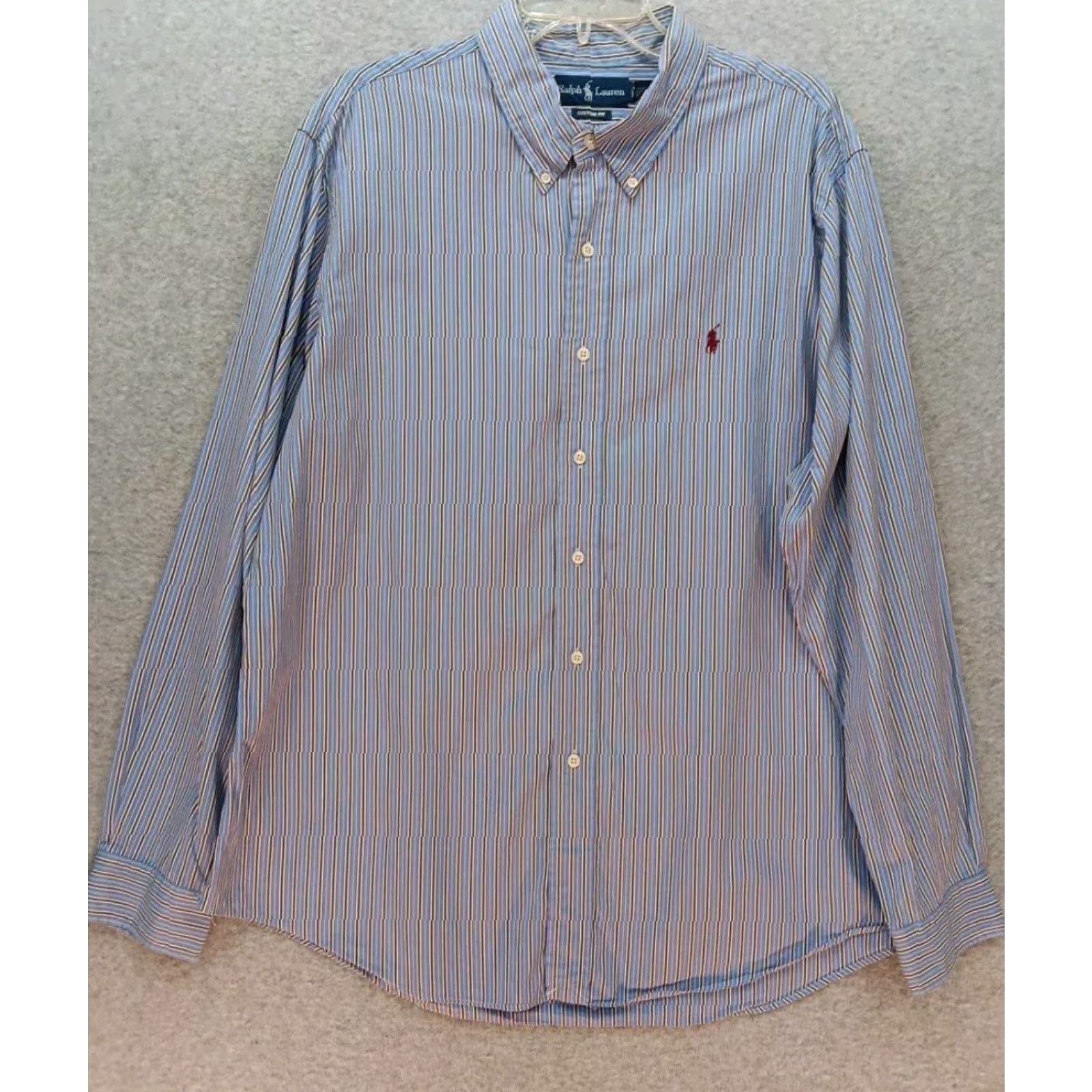 Ralph Lauren Ralph Lauren Custom Fit Shirt Mens 2XL Multicolor Striped Long Sleeve Button-Down Collar Casual Travel Modern Preppy embroidery Pony Size US XXL / EU 58 / 5 - 2 Thumbnail