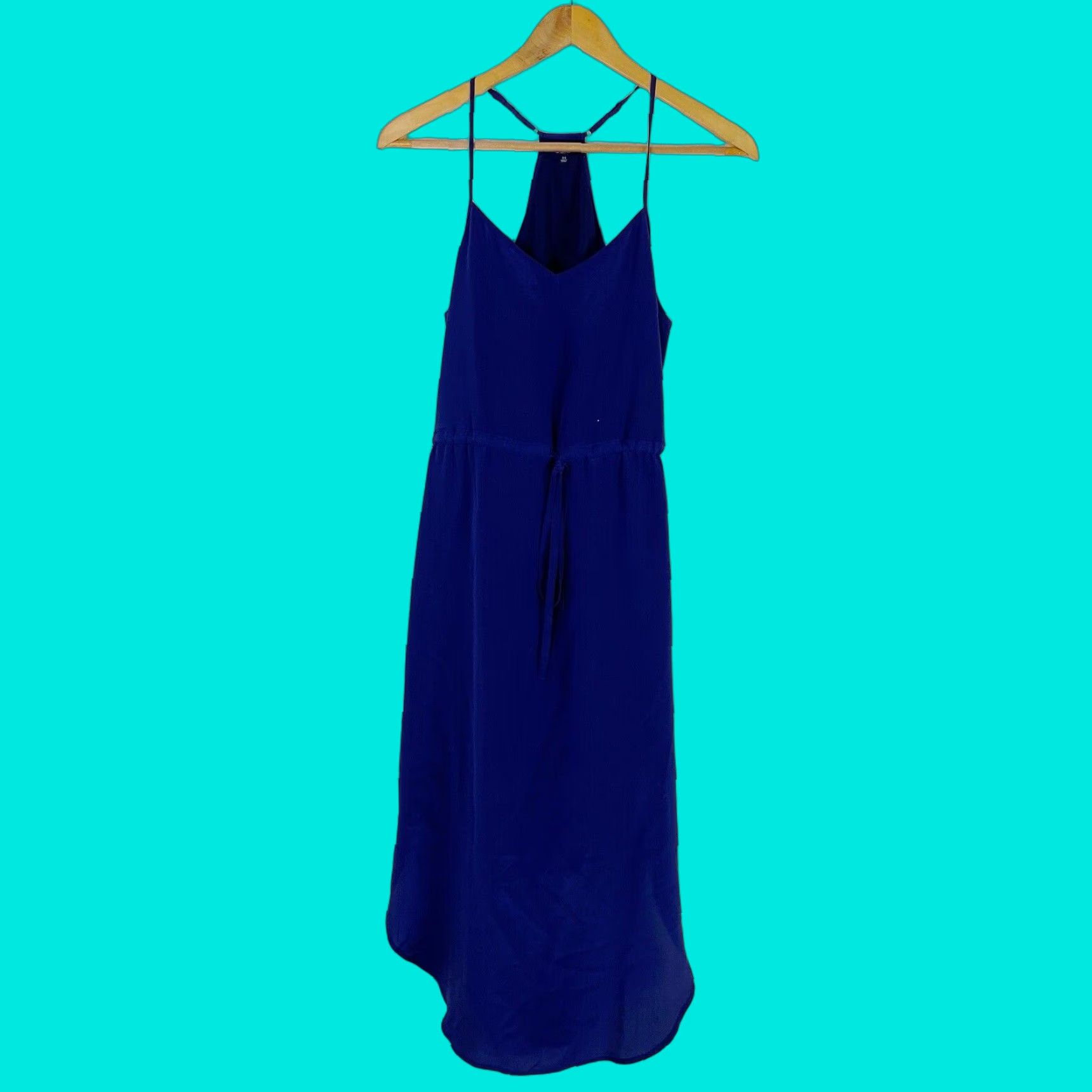 VINTAGE Madewell Silk Maxi Dress Womens Size XS Blue Lightweight Sleeveless V-Neck Summer