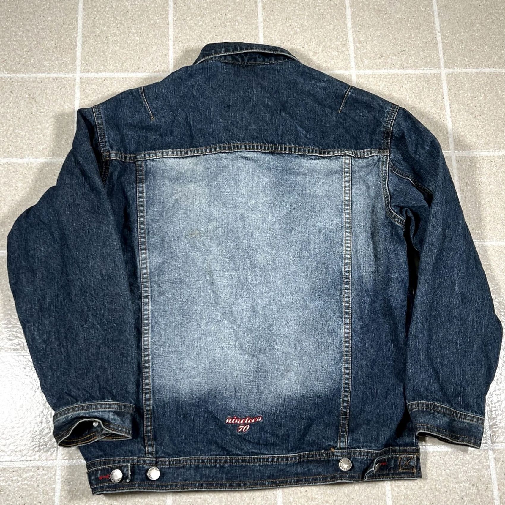 Express VINTAGE Brooklyn Express Denim Jacket Chore Barn Style Jean Jacket Size S Mens Blue 22in Pit 25in Length Story: Y2K Vintage Size US 29 - 5 Thumbnail