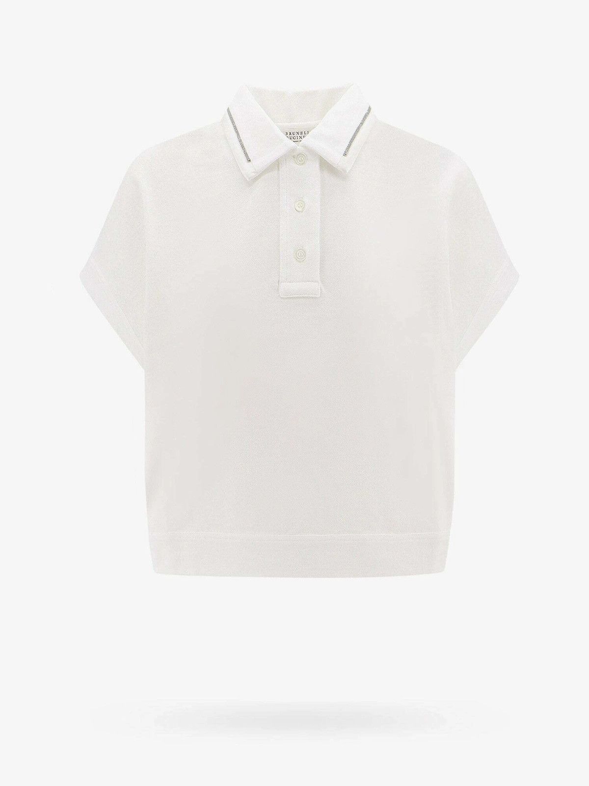 Brunello Cucinelli o1y0825 Polo Shirt in White Size L / US 10 / IT 46 - 1 Thumbnail