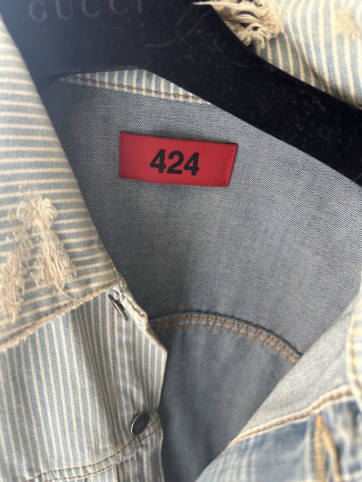424 424 denim Distressed one zip jacket Size US XL / EU 56 / 4 - 2 Thumbnail