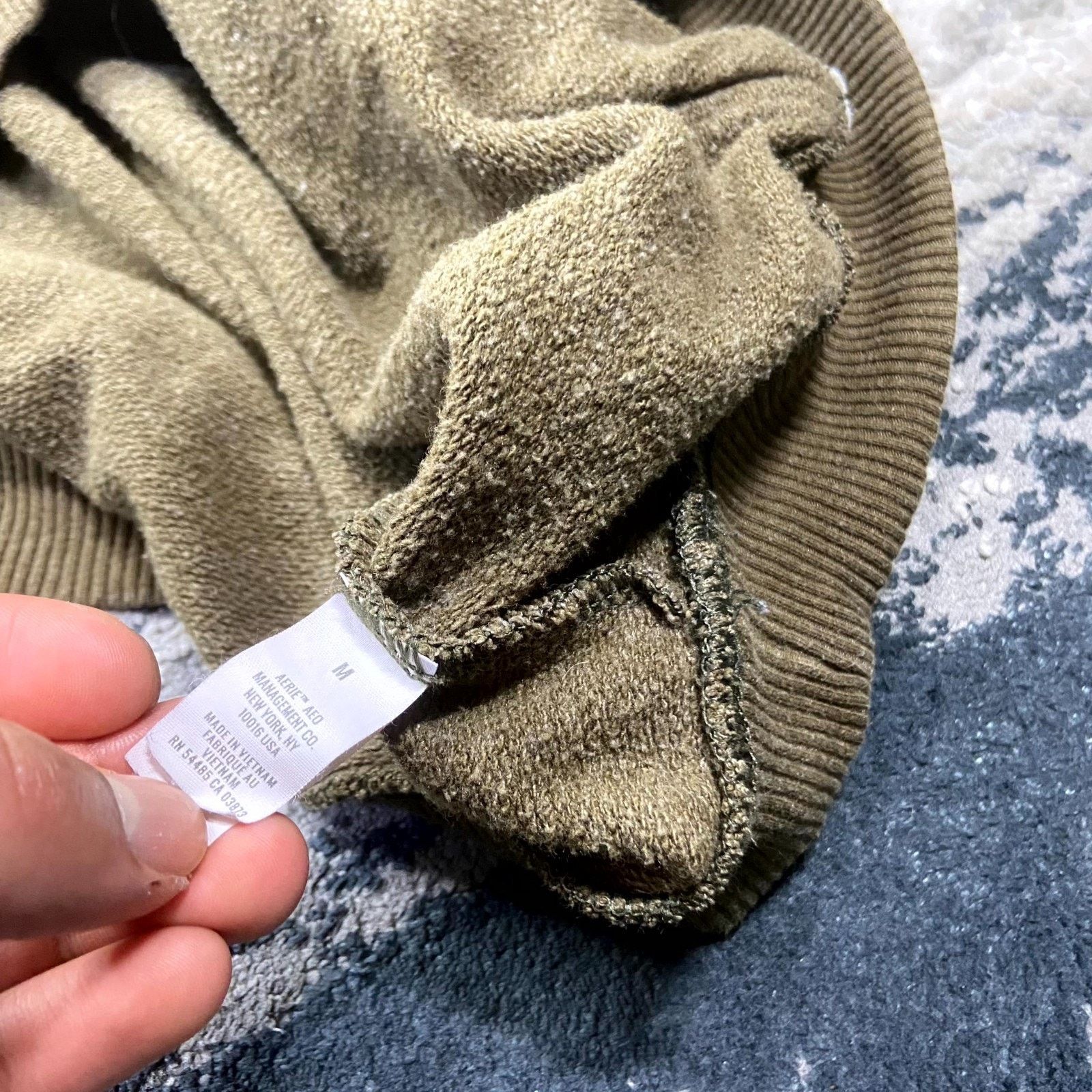 & Other Stories Aerie Hoodie Womens Medium Green Cotton Sherpa Lined Kangaro Size M / US 6-8 / IT 42-44 - 5 Thumbnail