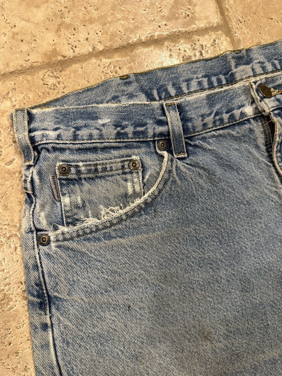 Carhartt Vintage Carhartt Thrashed / Distressed Blue Denim Jeans Size US 36 / EU 52 - 8 Thumbnail