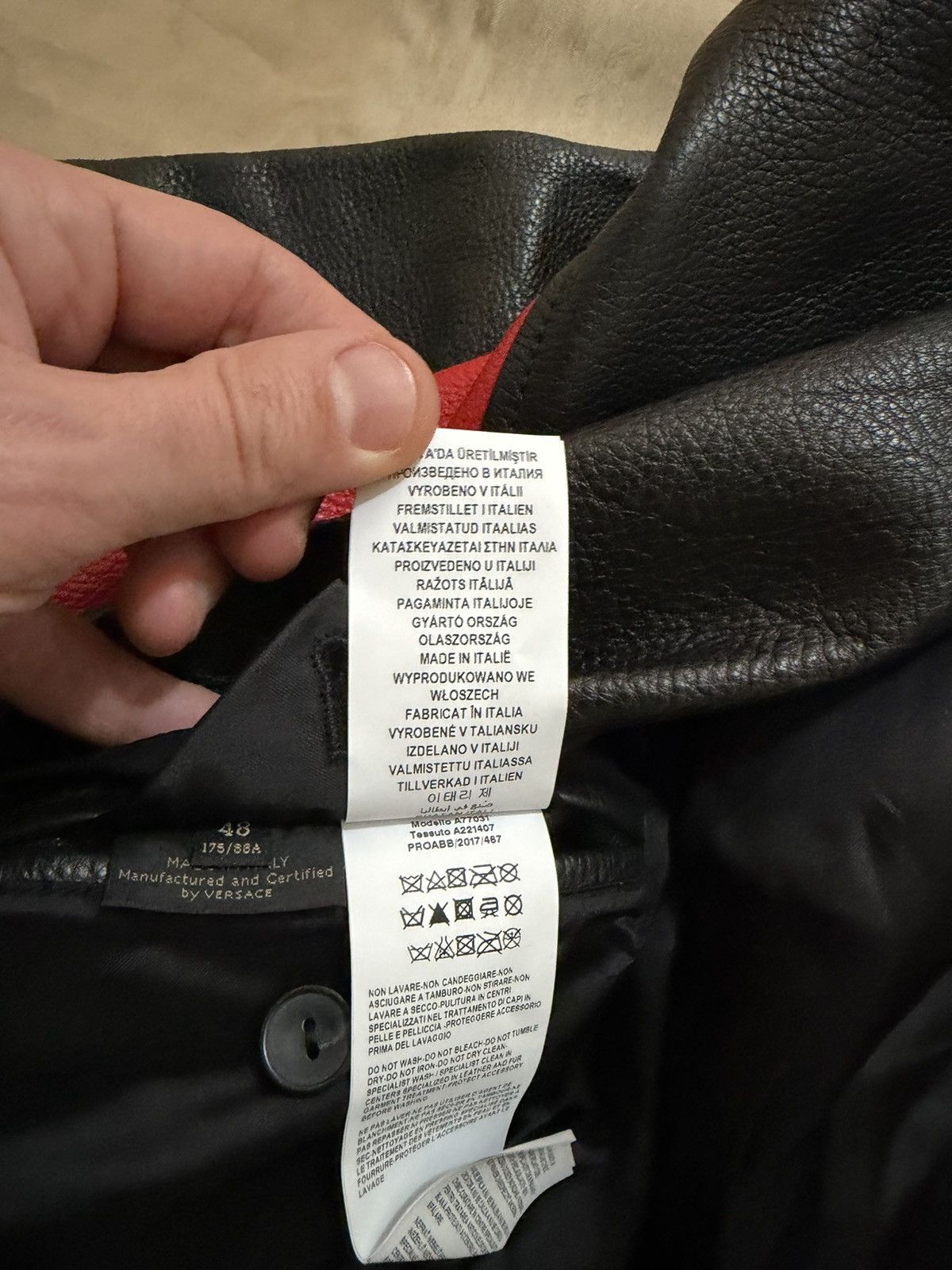 Versace Versace Calf Leather Colorblock Pattern Jacket size 48 $6500 Size US M / EU 48-50 / 2 - 12 Thumbnail