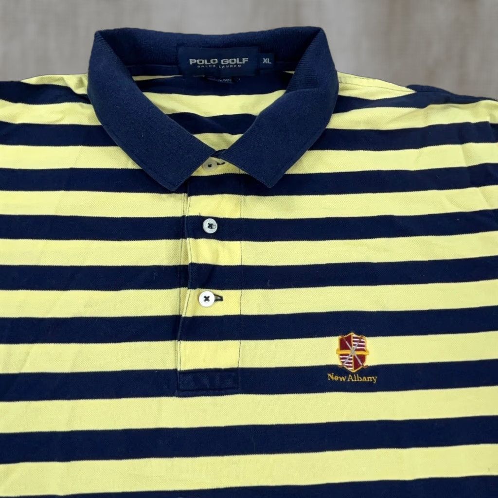 Ralph Lauren Ralph Lauren Polo Golf Shirt Men XL Striped Yellow Blue New Albany Crest Golf Club Polo Shirt Men XL Yellow Blue Striped New Albany Crest Golf Club Size US XL / EU 56 / 4 - 1 Thumbnail