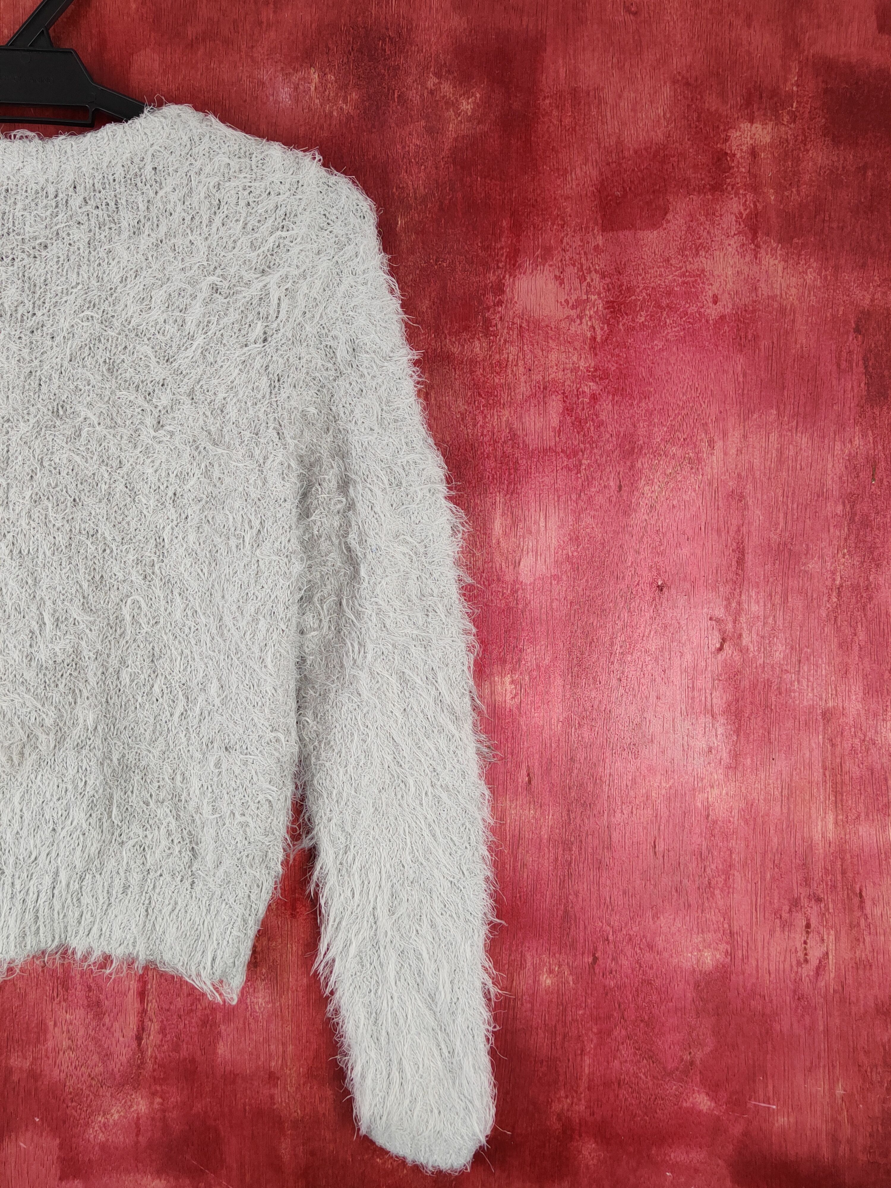 Aran Isles Knitwear × Japanese Brand × Vintage Caca Deal Light Gray Shag Shaggy Fur Mohair Knitwear #S1919 Size S / US 4 / IT 40 - 9 Thumbnail