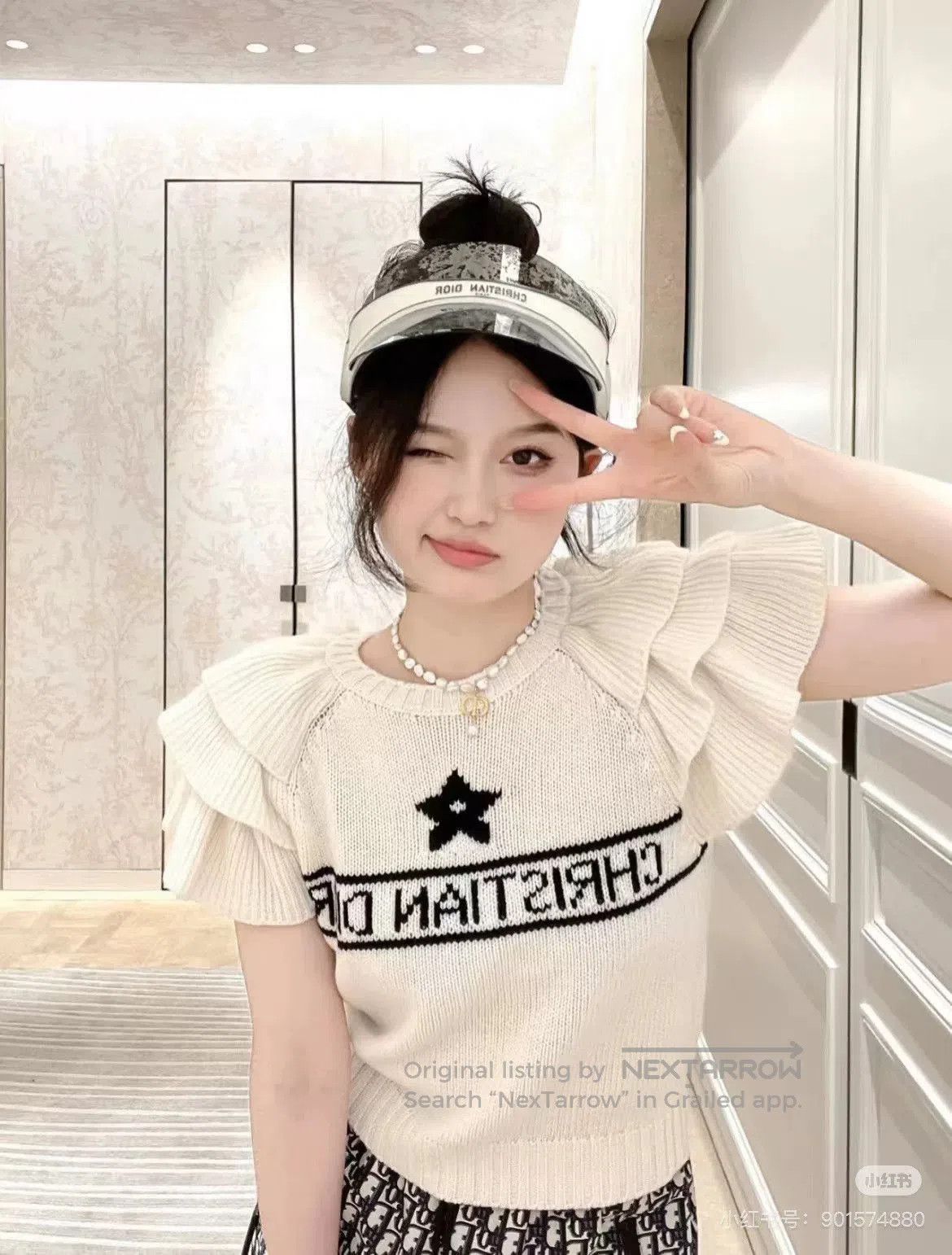 Dior dior black star logo white ruffled top. Size US S / EU 44-46 / 1 - 9 Thumbnail