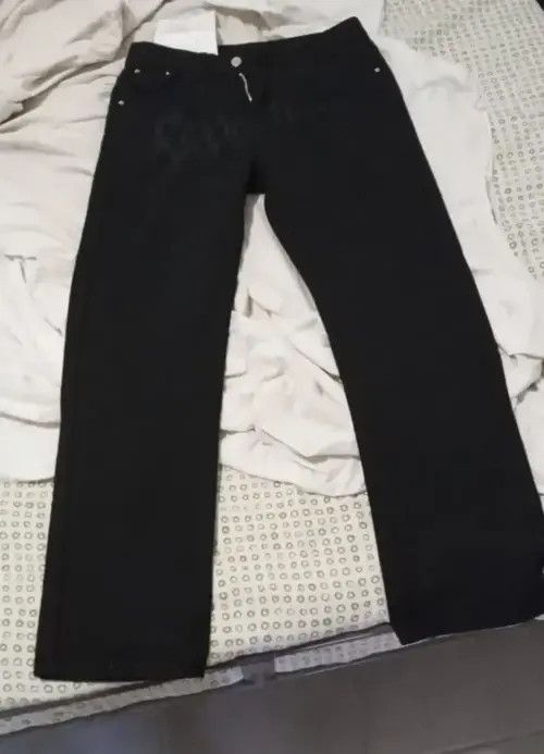 Japanese Brand Hirase x Asuka Retro Black Embroidered Letter Jeans Size US 28 / EU 44 - 5 Thumbnail