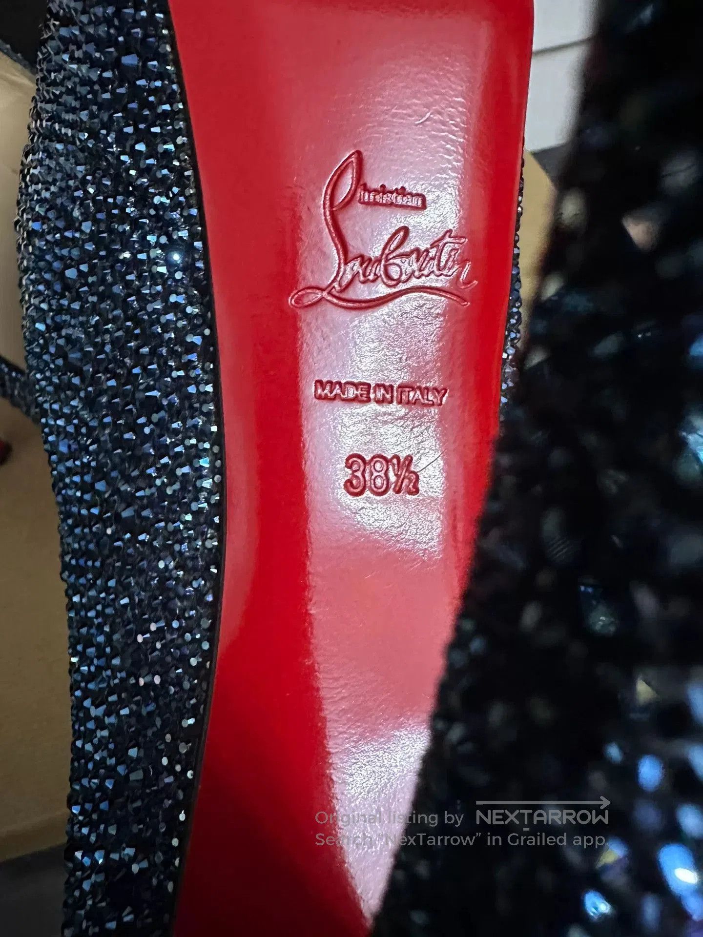 Christian Louboutin Christian Louboutin Blue Crystal Red Sole Heels. Size US 7.5 / IT 37.5 - 6 Thumbnail