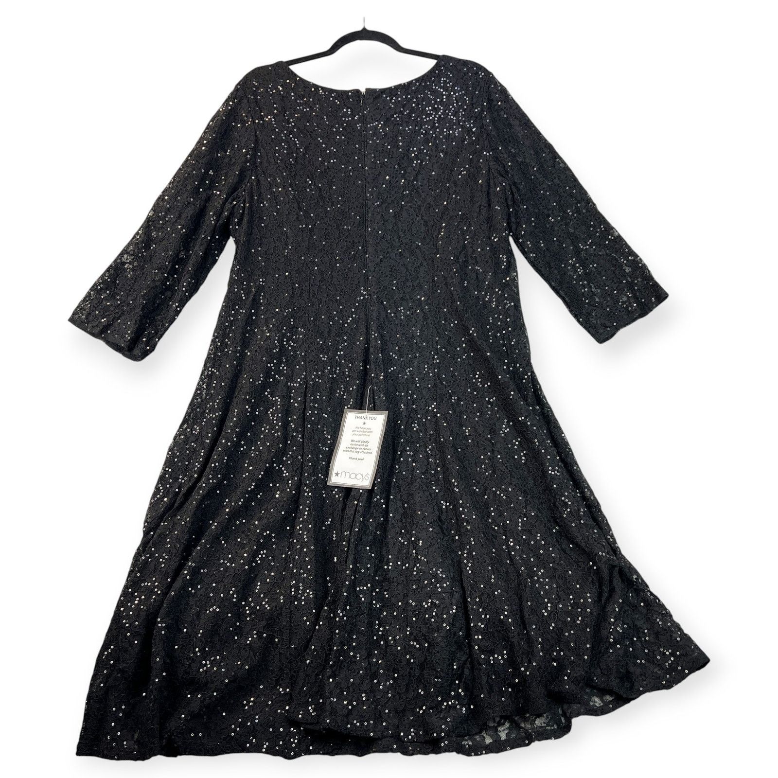 Other SLNY Women's Black Sequined A-Line Lace Dress Plus Size-20W Size 3XL / US 20-22 - 2 Thumbnail
