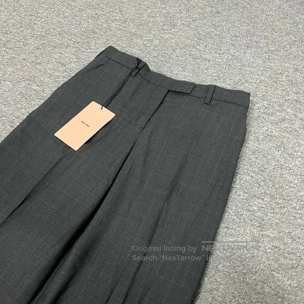 Miu Miu miu miu size 38 Dark gray checkered casual pants| Size 28" / US 6 / IT 42 - 3 Thumbnail