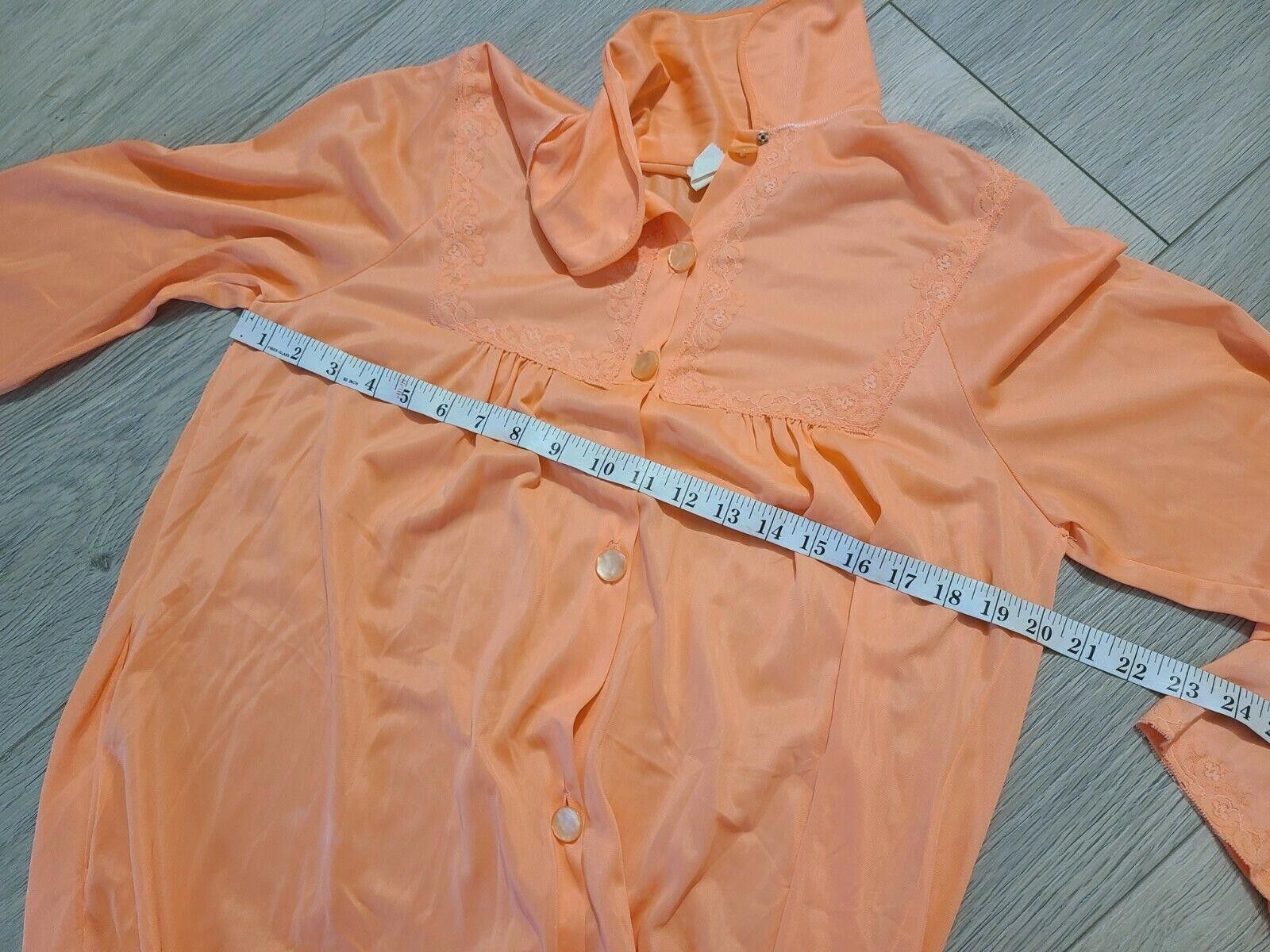 Designer Vintage Robe Texsheen Orange Gown Long Small nylon lingerie Size ONE SIZE - 5 Thumbnail