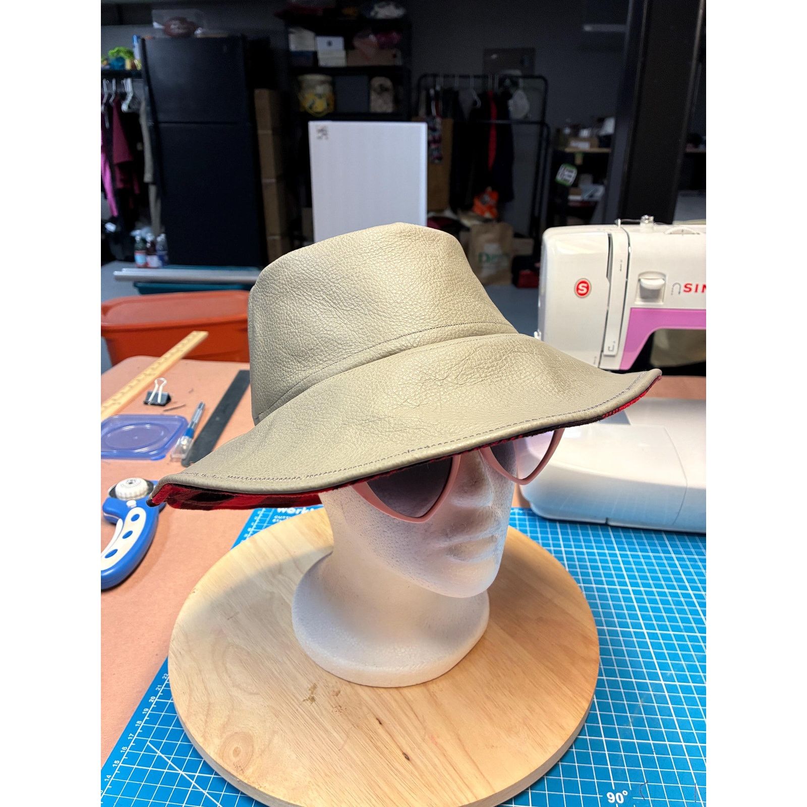 Other The Gray — Upcycled Top Grain Leather Bucket Hat, Large 23" Size ONE SIZE - 7 Thumbnail