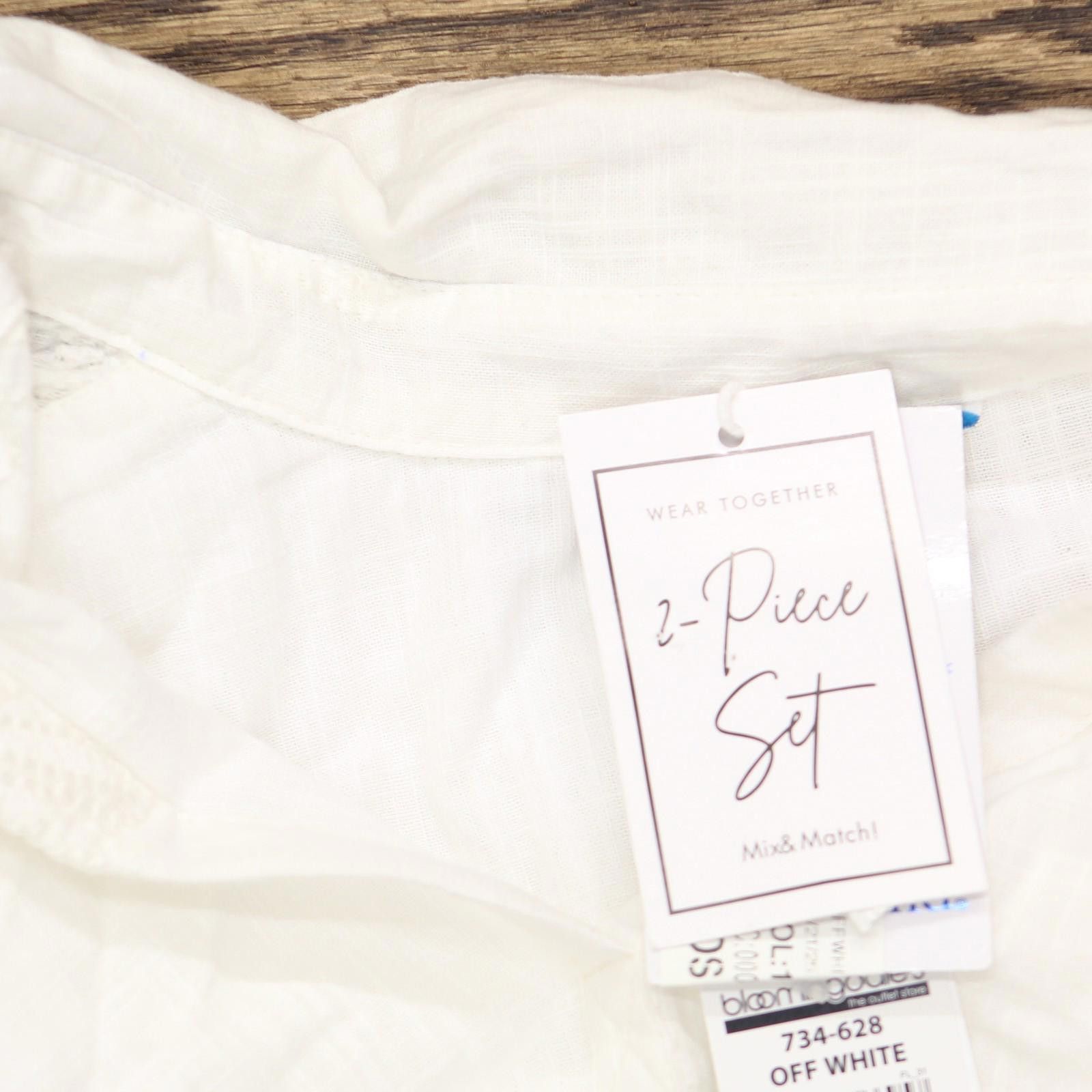 Other Blue Island Cover Up Cotton Shirt 734-628 Ivory Off White M Size ONE SIZE - 3 Thumbnail