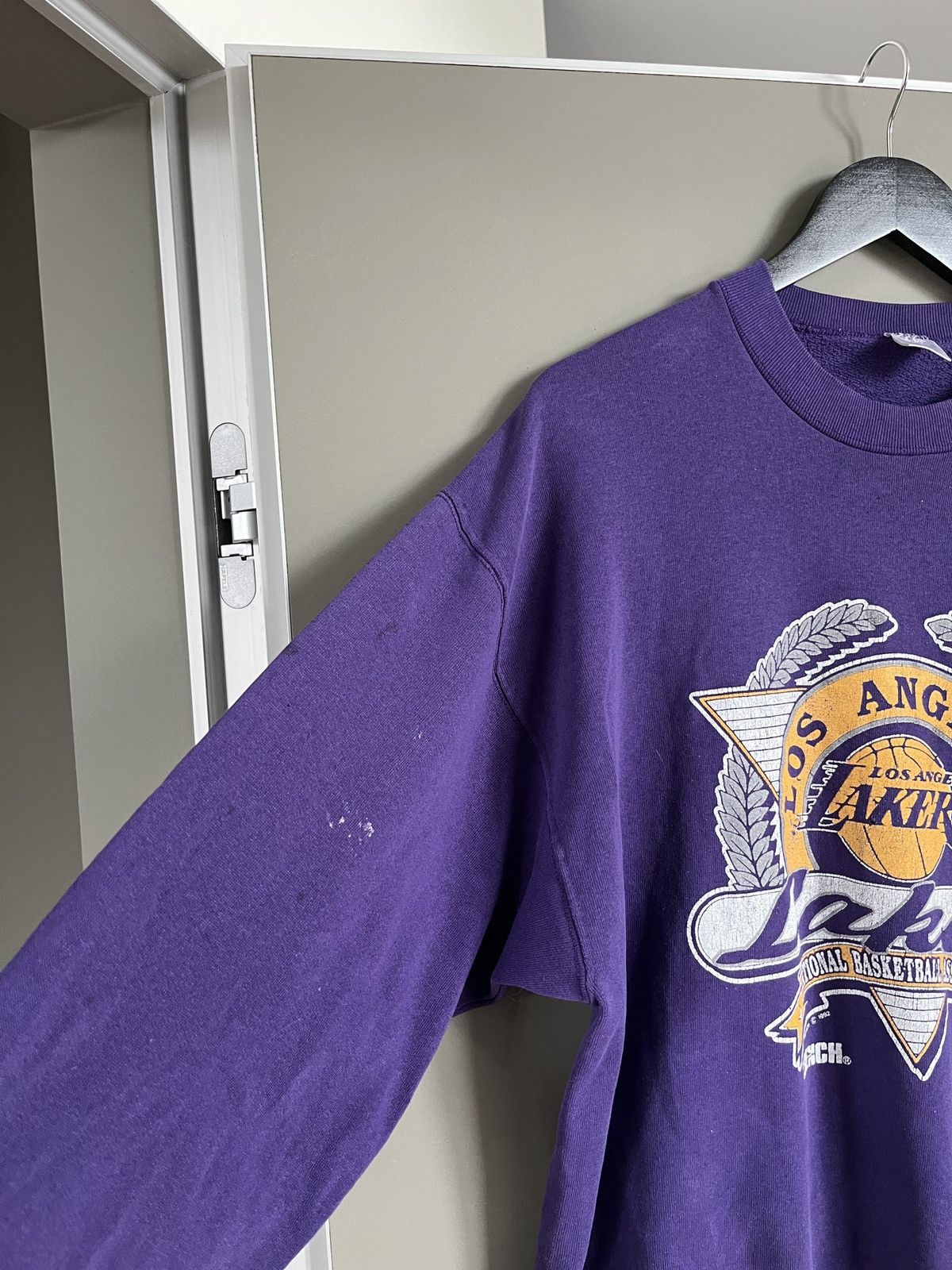 NBA × Vintage Lakers LA 1992 Trench lic.USA Made Vintage Sweatshirt Size US XL / EU 56 / 4 - 10 Thumbnail