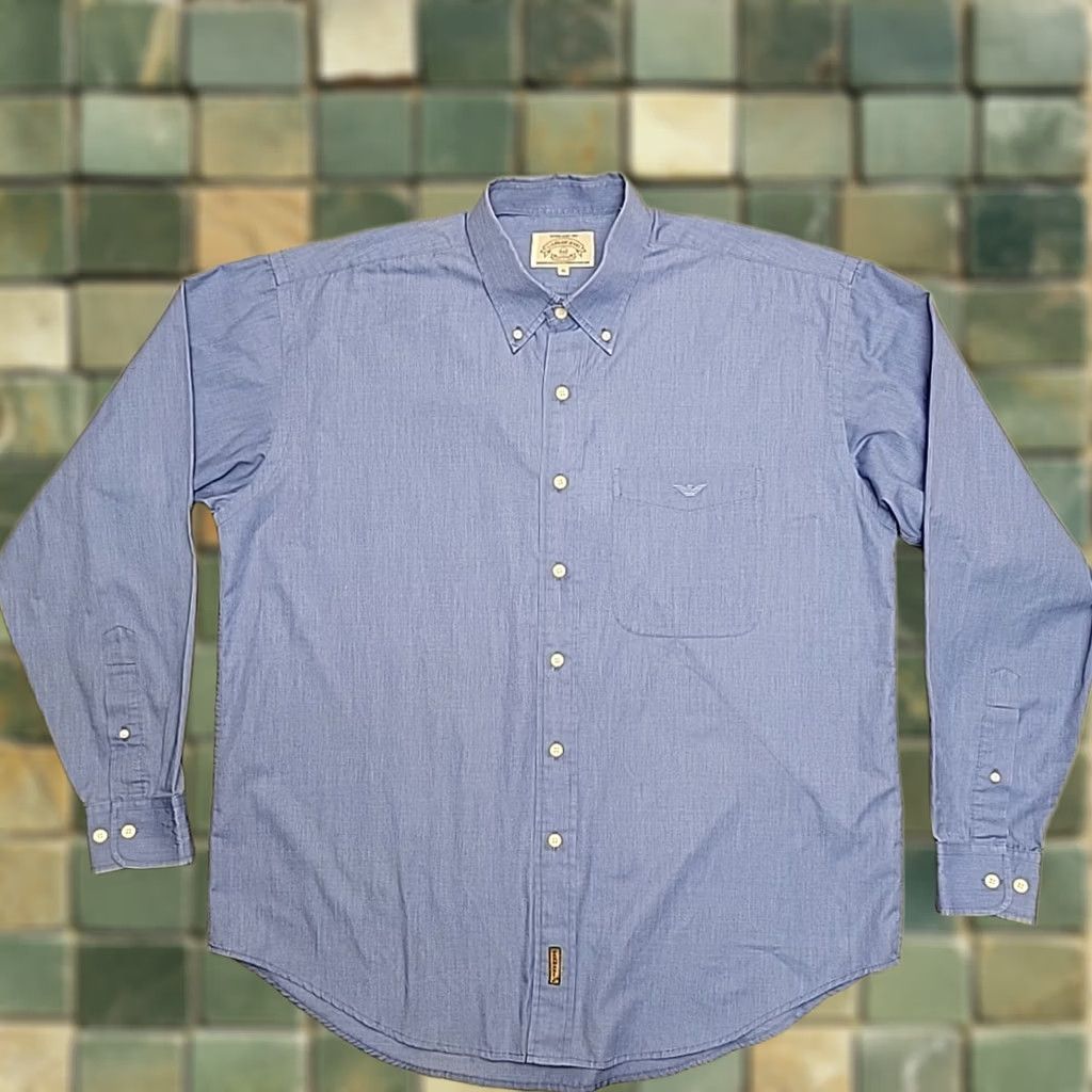 Giorgio Armani Giorgio Armani Jeans Shirt Men XL Blue Long Sleeve Button-Down Made in Italy Size US XL / EU 56 / 4 - 1 Thumbnail