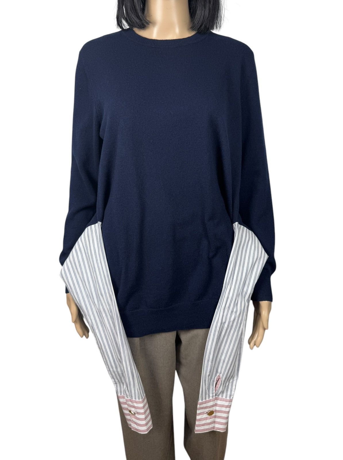 Sandro Sandro Suzanne Poplin-Trimmed Knit Sweater Wool-Cashmere 1 Size S / US 4 / IT 40 - 8 Thumbnail