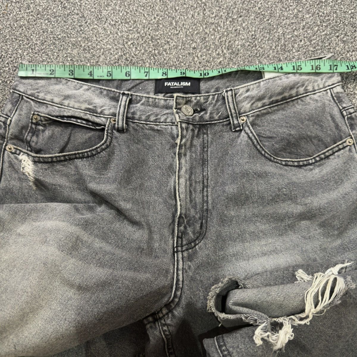 Japanese Brand Avant Garde Baggy Fatalism Black Wild Destroyed Wide Fit Size US 34 / EU 50 - 15 Thumbnail