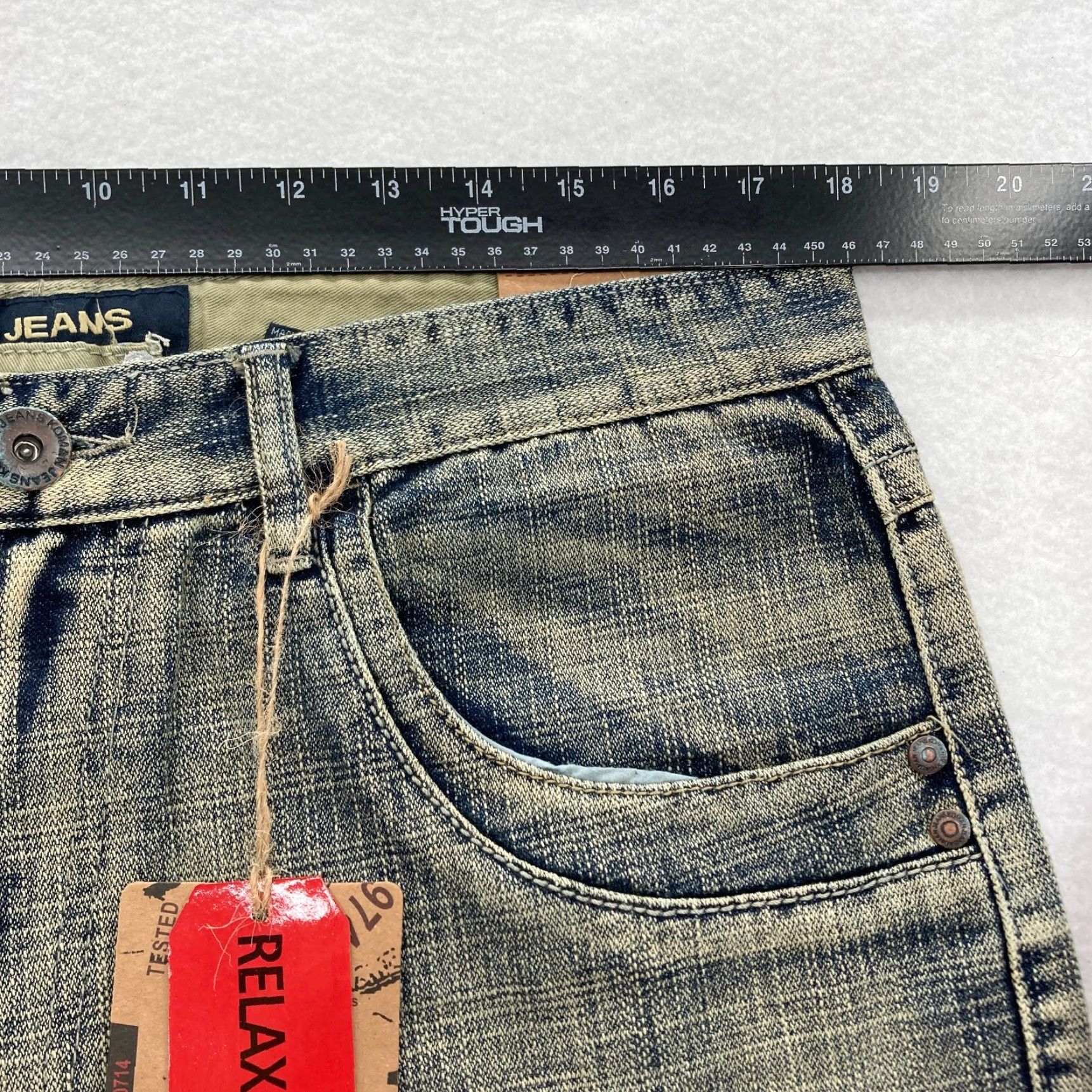 Denime Vintage Koman Jeans Mens 36x30 Relaxed Straight Blue Denim Flap Pocket Y2K NWT Denim Jeans Size US 36 / EU 52 - 6 Thumbnail