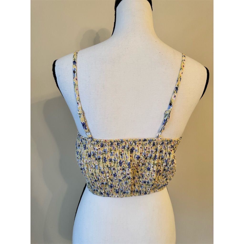 Shein SHEIN Women's M Yellow Floral Boho Ruched Cami Top Sleevele Size M / US 6-8 / IT 42-44 - 3 Thumbnail