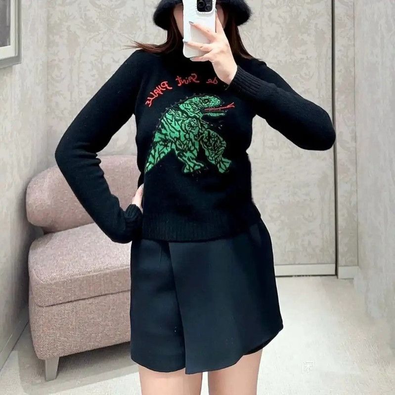 Dior Black Cashmere Sweater with Embroidery 0089