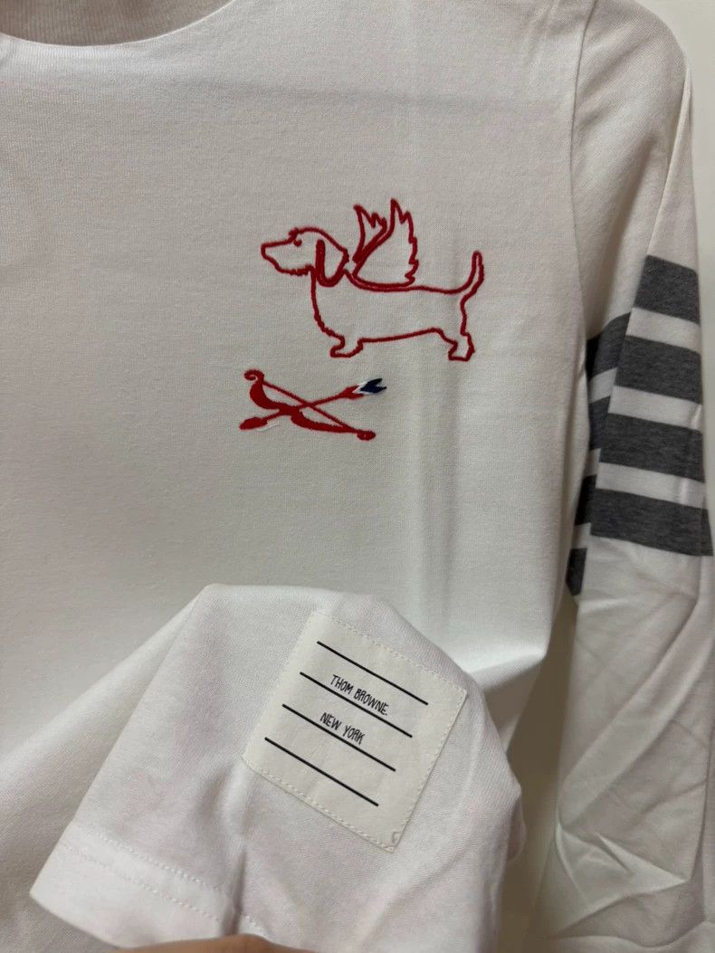 Thom Browne Thom Browne White puppy long-sleeved T-shirt Size XS / US 0-2 / IT 36-38 - 3 Thumbnail