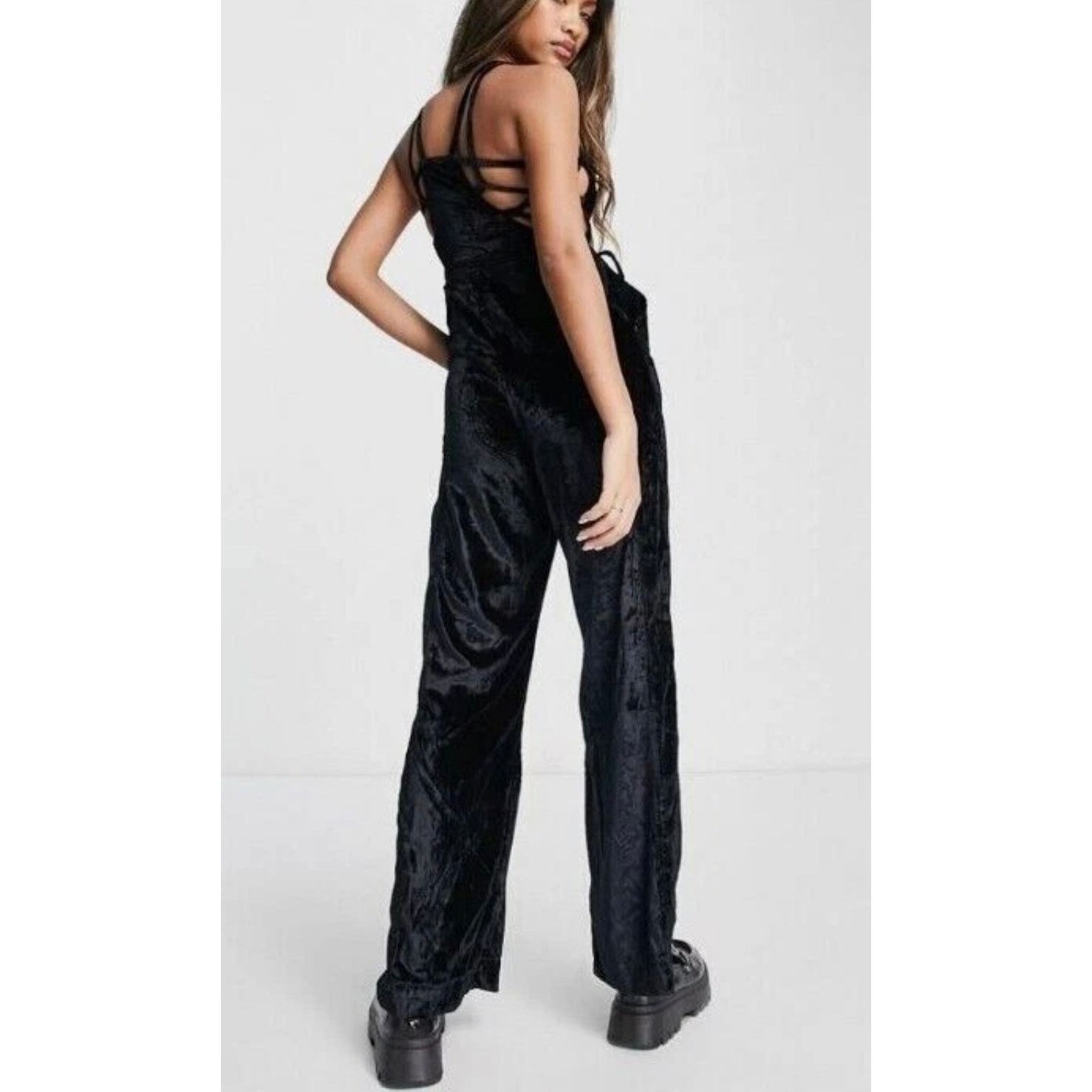 Free People Free People 90s Forever Overalls Crushed Velvet Black size M Size 30" / US 8 / IT 44 - 13 Thumbnail