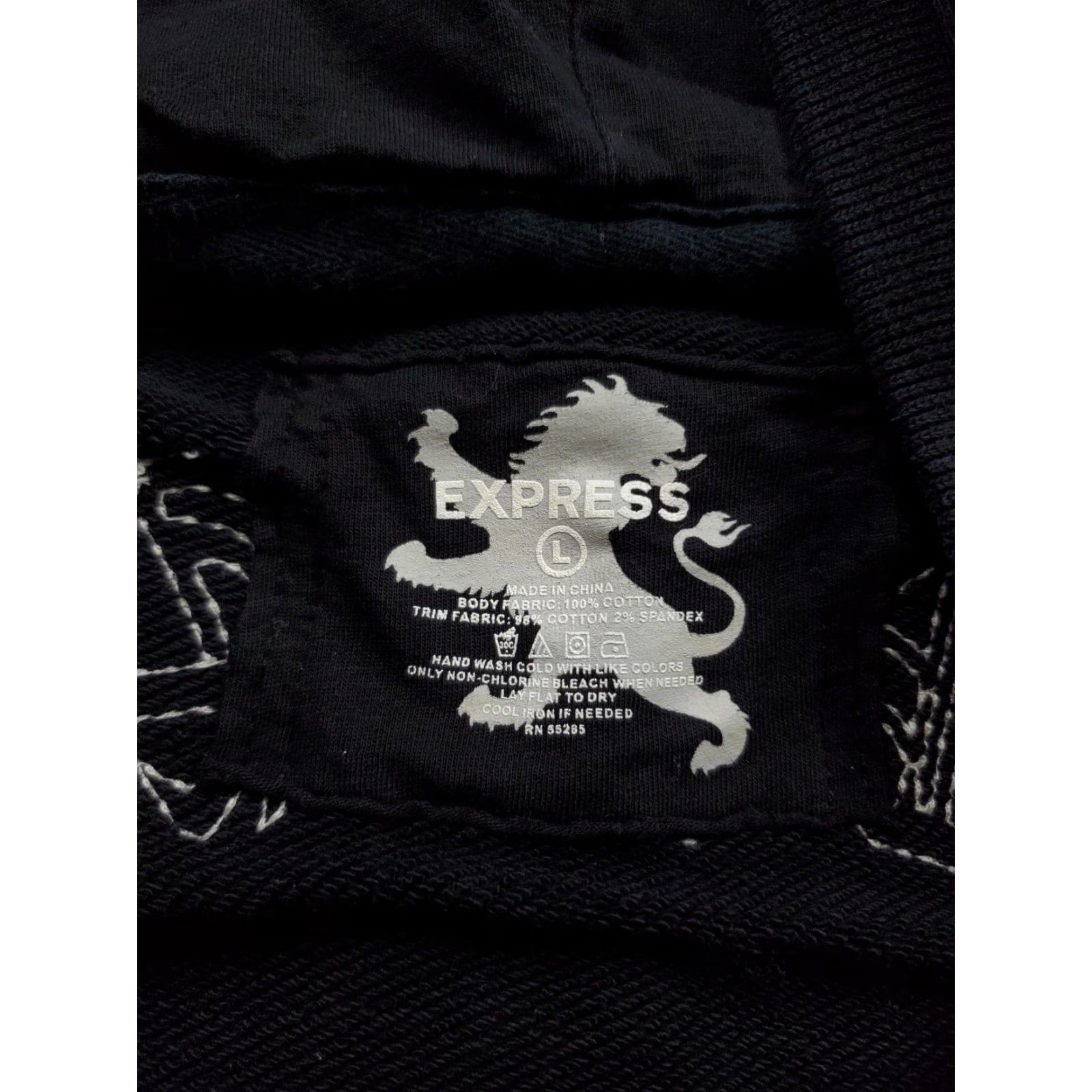 Express VINTAGE Express Hoodie Mens Large Black Embroidered Studded Graphic Vindicator Y2K Size US L / EU 52-54 / 3 - 7 Thumbnail