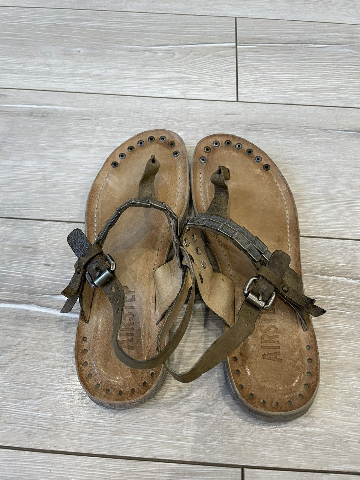 A.S.98 A.S.98 Airstep Gray Beige Silver Leather Italian Sandals Size US 9 / IT 39 - 3 Thumbnail