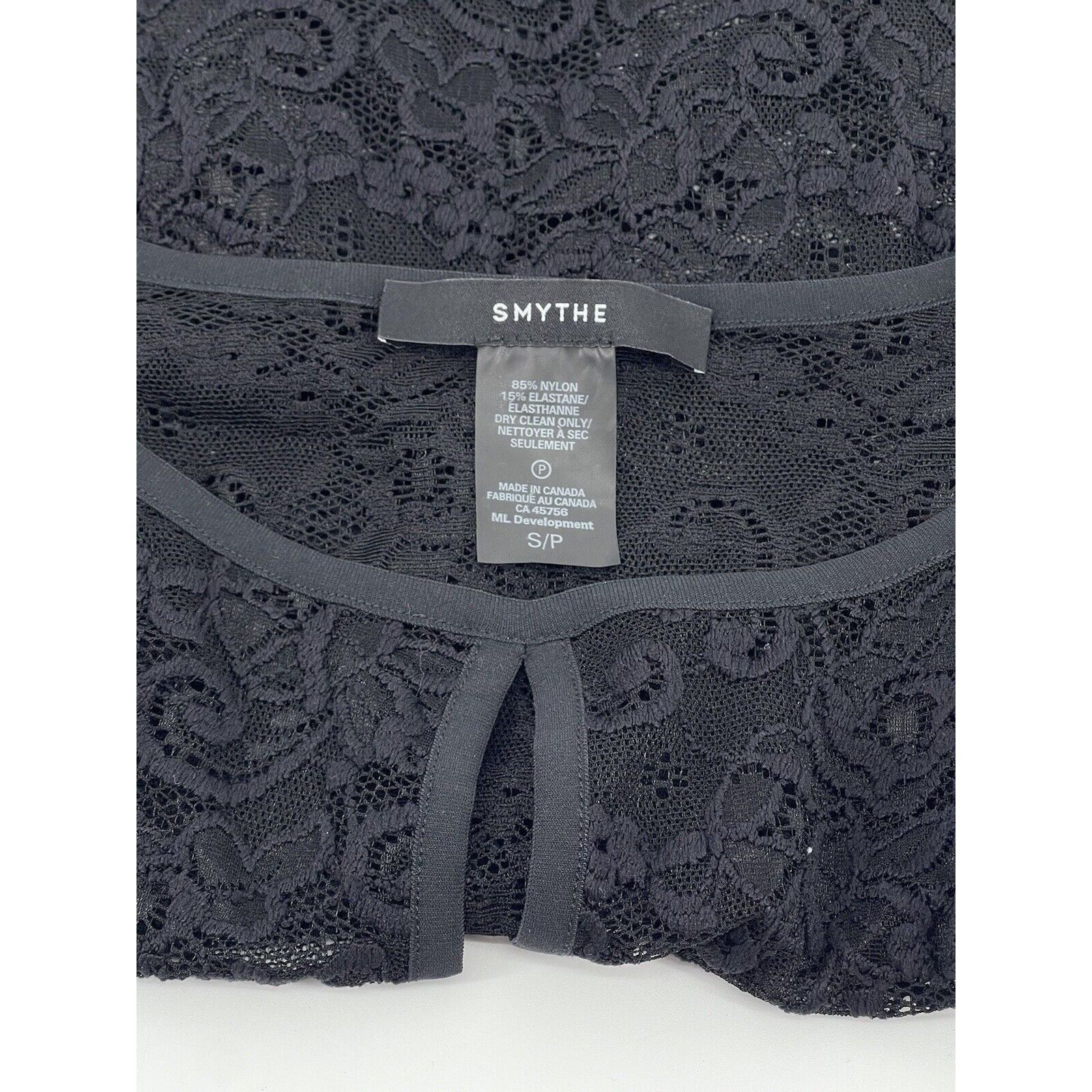 SMYTHE Smythe Juliet Keyhole Black Lace Blouse Long Puff Sleeve Ruc Size S / US 4 / IT 40 - 3 Thumbnail