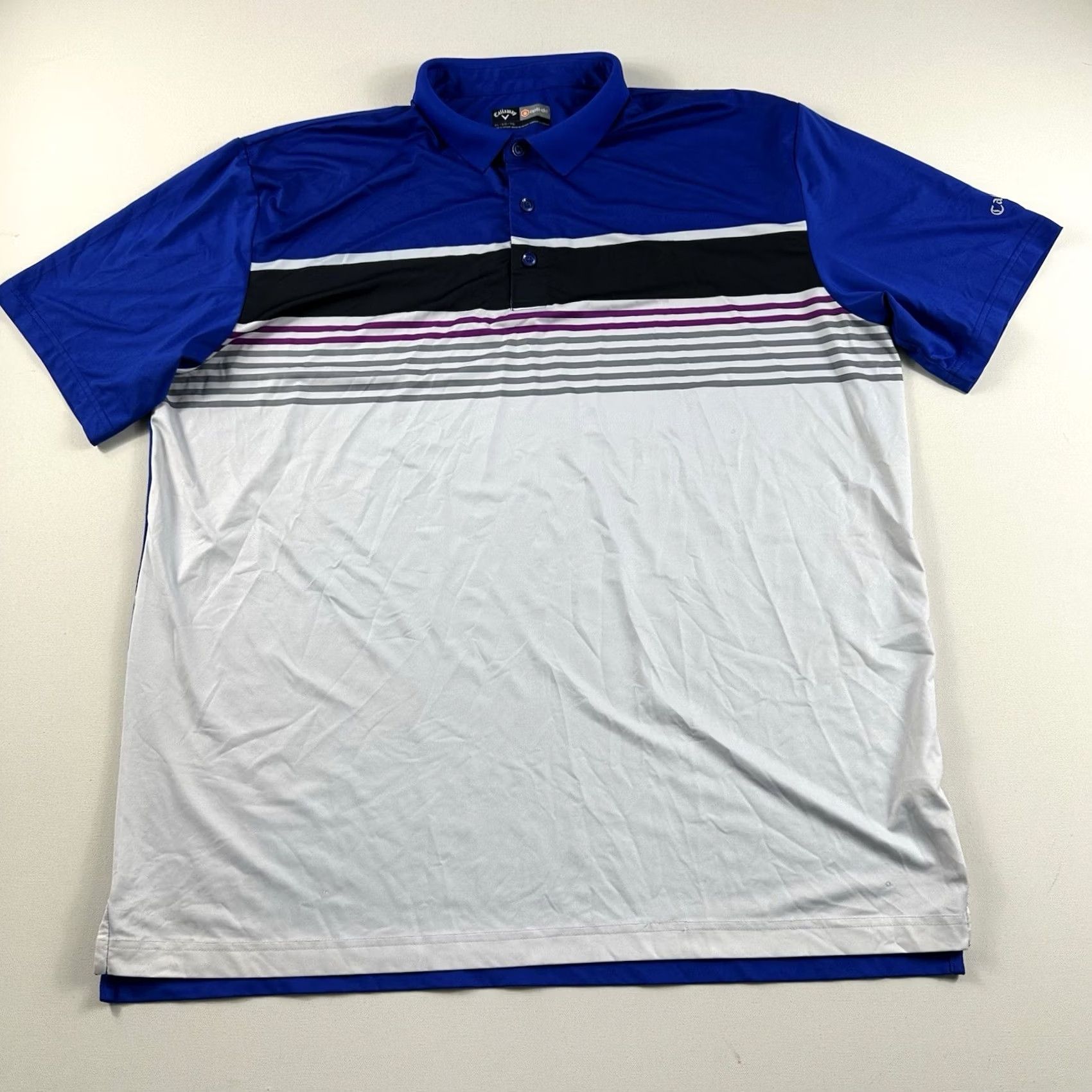 Callaway Callaway Polo Opti-Dri Swing Tech Golf Shirt Blue Striped Print Mens XL Size US XL / EU 56 / 4 - 2 Thumbnail