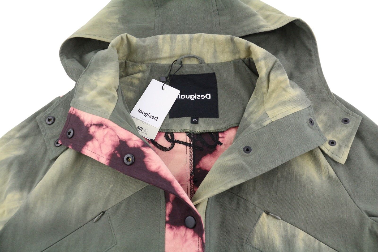 Desigual CHAQ SAFFORD XS Green Patterned Hooded Jacket 88714 Size XS / US 0-2 / IT 36-38 - 5 Thumbnail