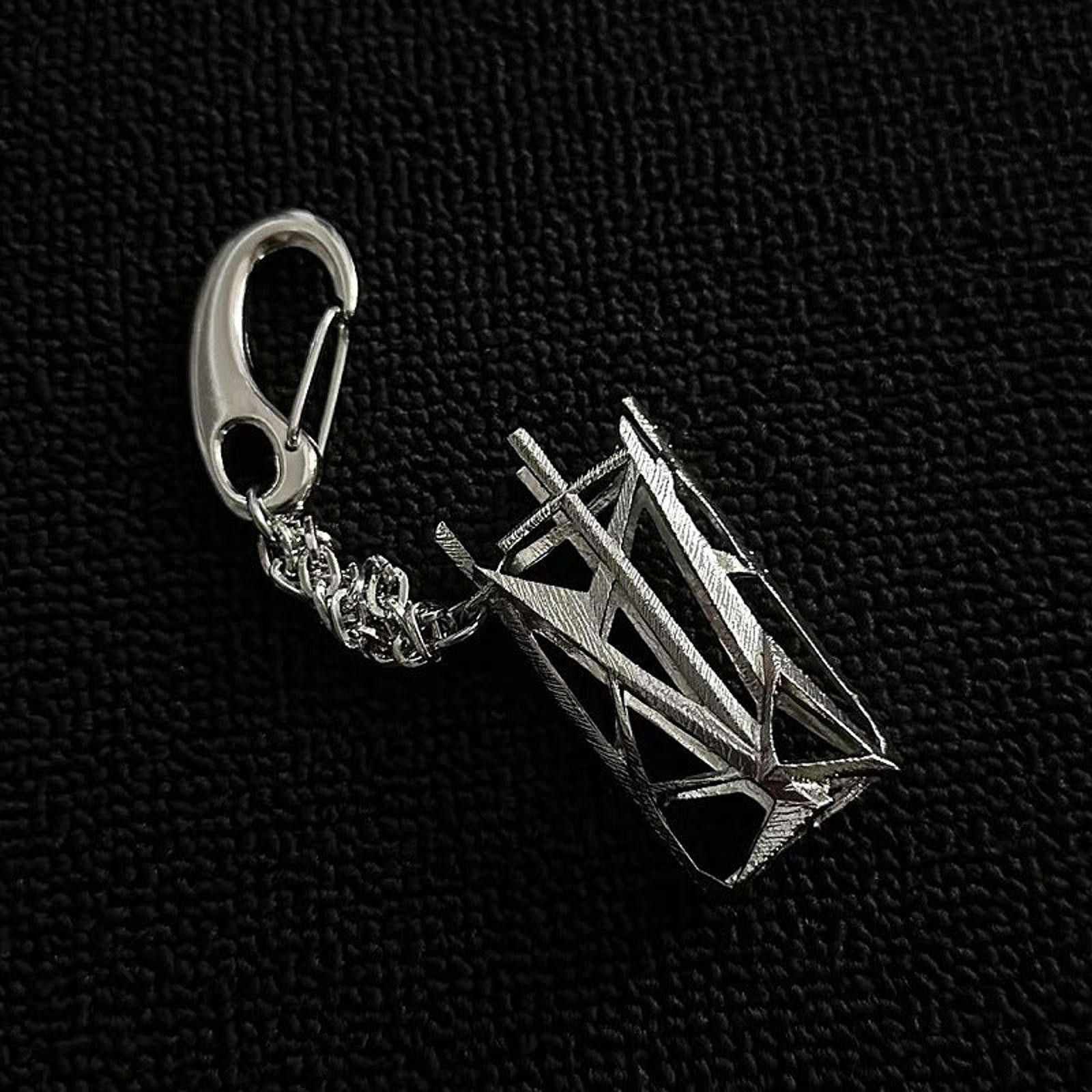 Jewelry Silver Geometric Lighter Holder Keychain Size ONE SIZE - 1 Thumbnail