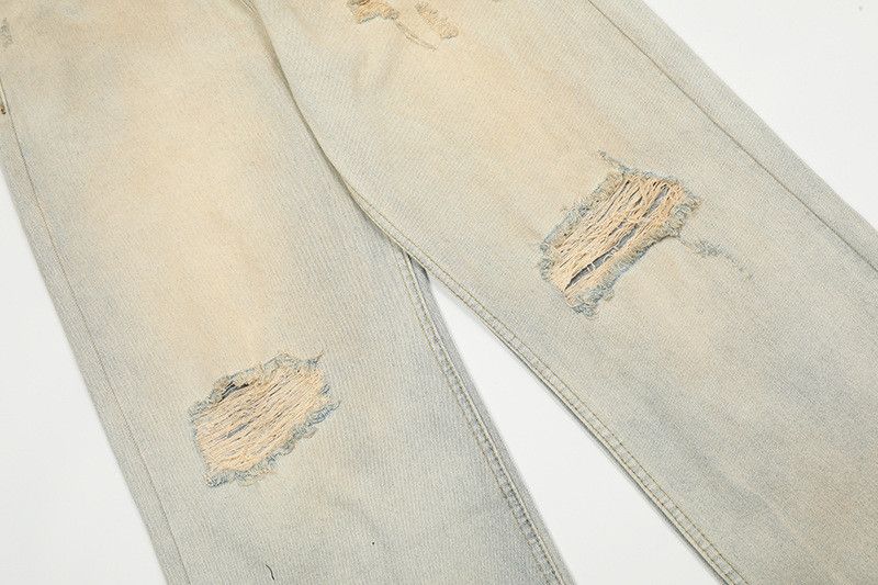 Jean American retro washed distressed straight leg jeans for men Size US 32 / EU 48 - 5 Thumbnail