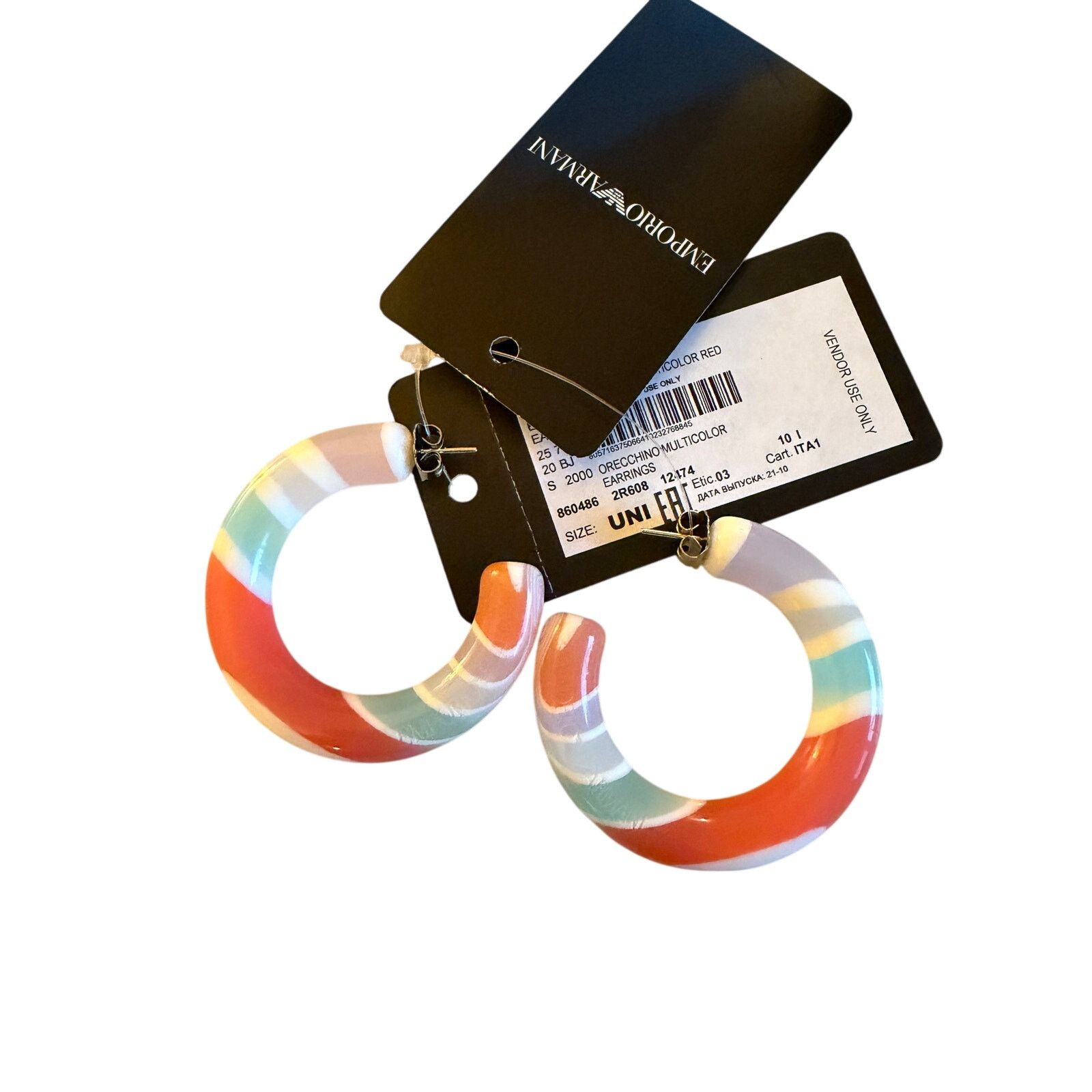 Emporio Armani Emporio Armani NWB Orecchino Multicolor Hoop Earrings Size ONE SIZE - 1 Thumbnail