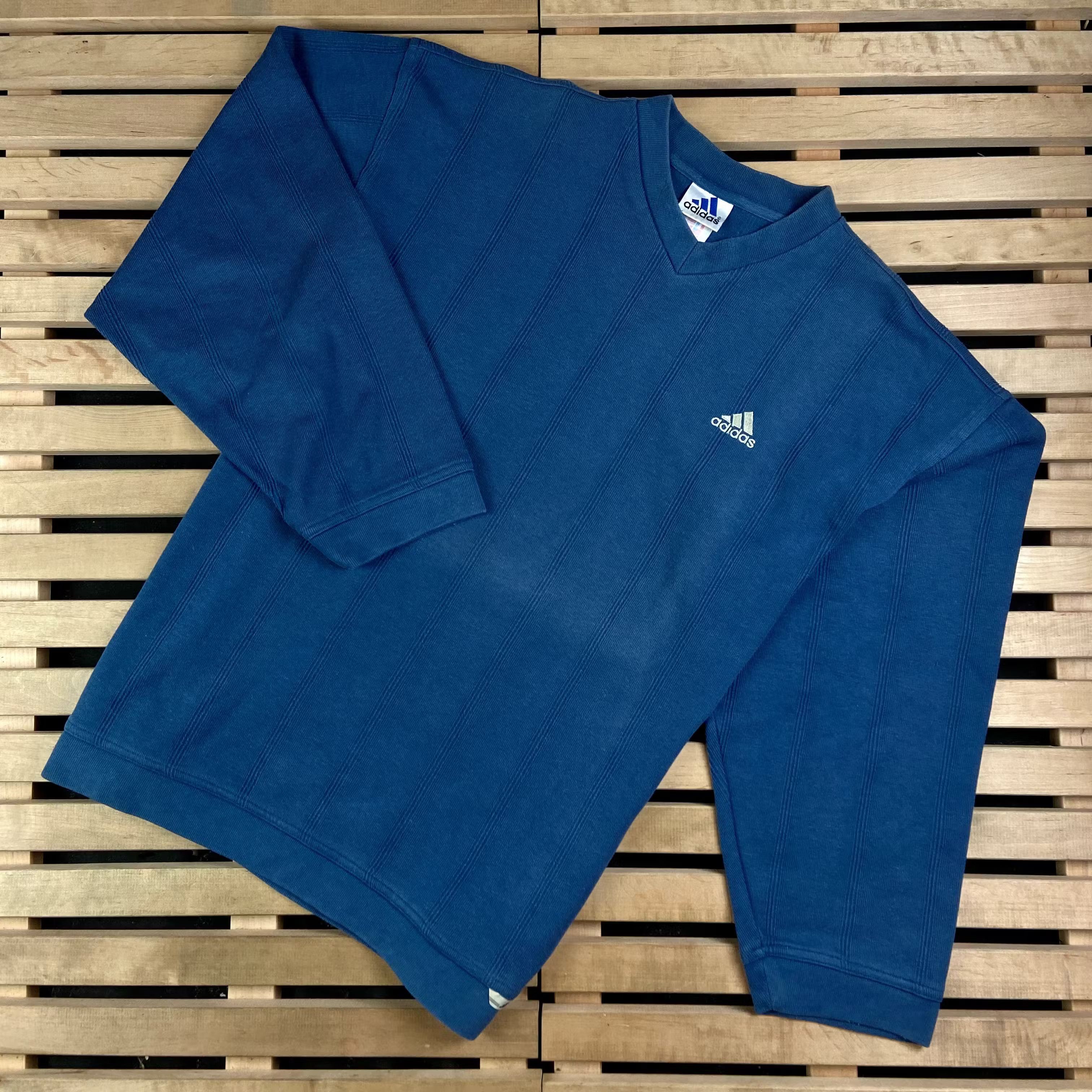 Adidas × Vintage Mens Sweatshirt Adidas V Neck Vintage Size L Size US L / EU 52-54 / 3 - 1 Thumbnail