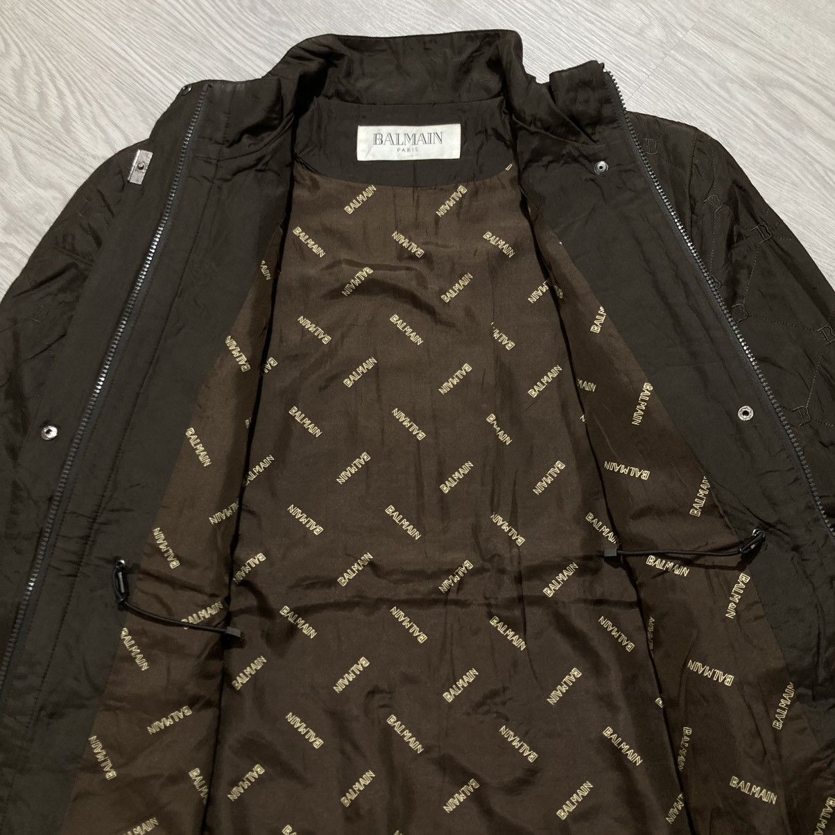 Balmain Balmain Paris Monogram Quilted Jacket Dark Brown Luxury Size US XXL / EU 58 / 5 - 12 Thumbnail