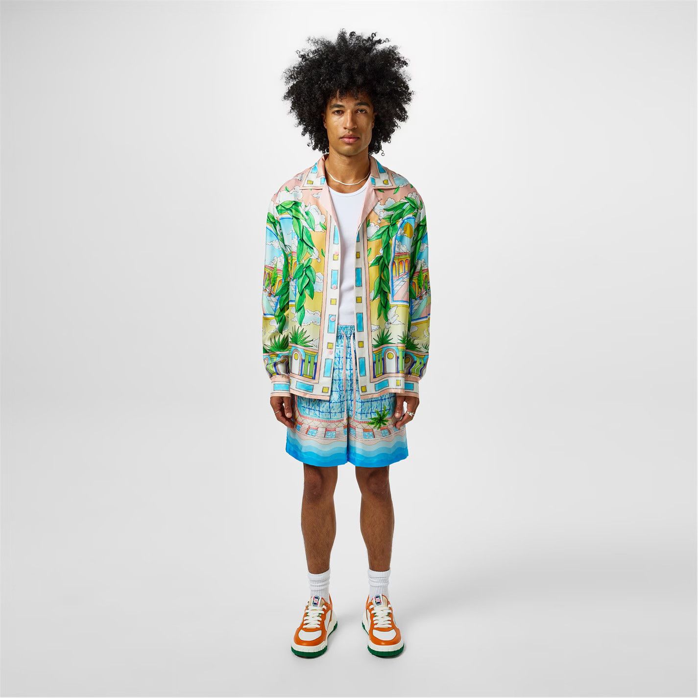Casablanca os11x0725 The Dive Graphic Silk Shorts in Multicolor Size US 36 / EU 52 - 6 Thumbnail