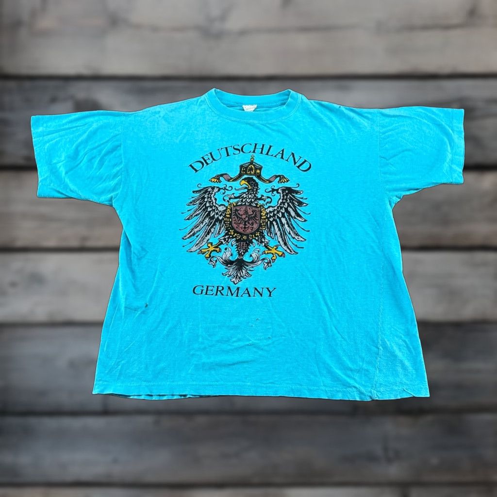 Vintage VINTAGE Deutschland Germany Shirt Mens XL Blue Graphic Eagle Single Stitch 80s Size US XL / EU 56 / 4 - 1 Thumbnail