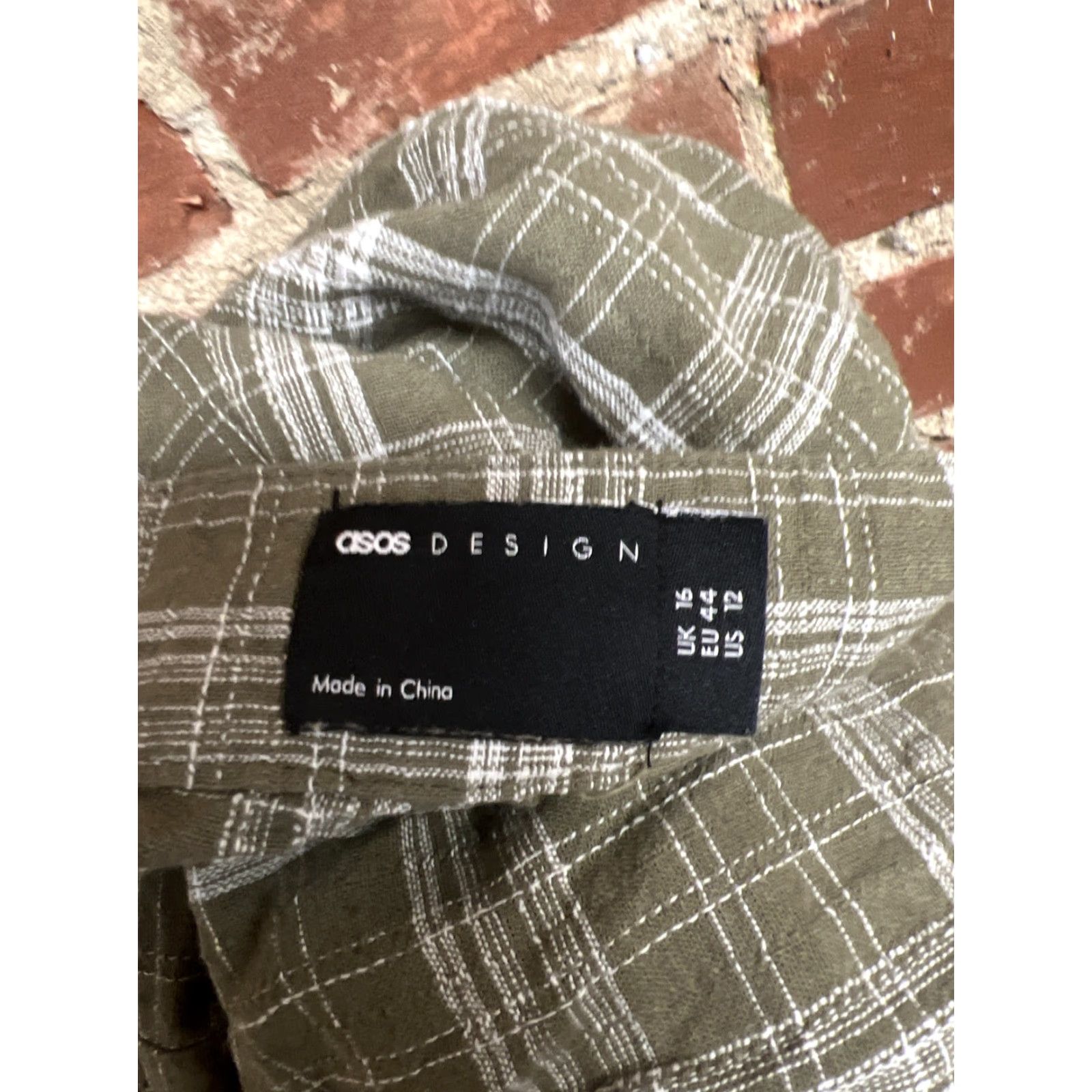 Asos ASOS Design Linen Blend Womens Pants Green Plaid 12 Chino Casual Lightweight Tapered Regular Cotton Linen Green ASOS Womens Pants 12 Size 34" / US 12 / IT 48 - 3 Thumbnail