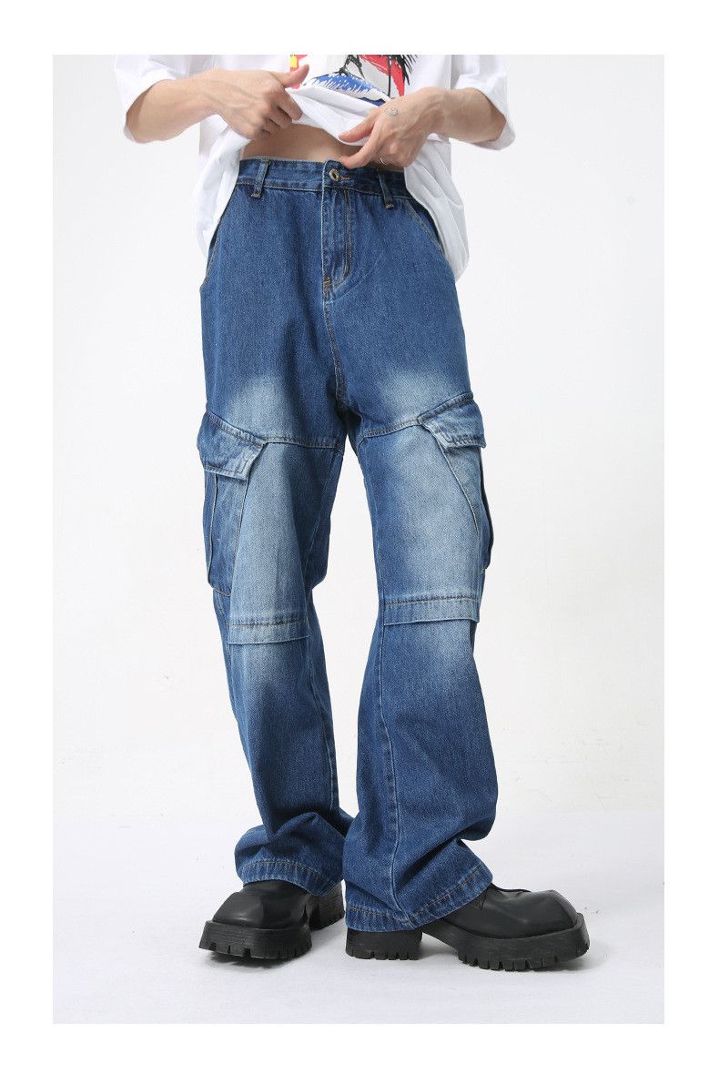 Japanese Brand × Jean Dark blue American retro big pocket cargo jeans Size US 32 / EU 48 - 3 Thumbnail
