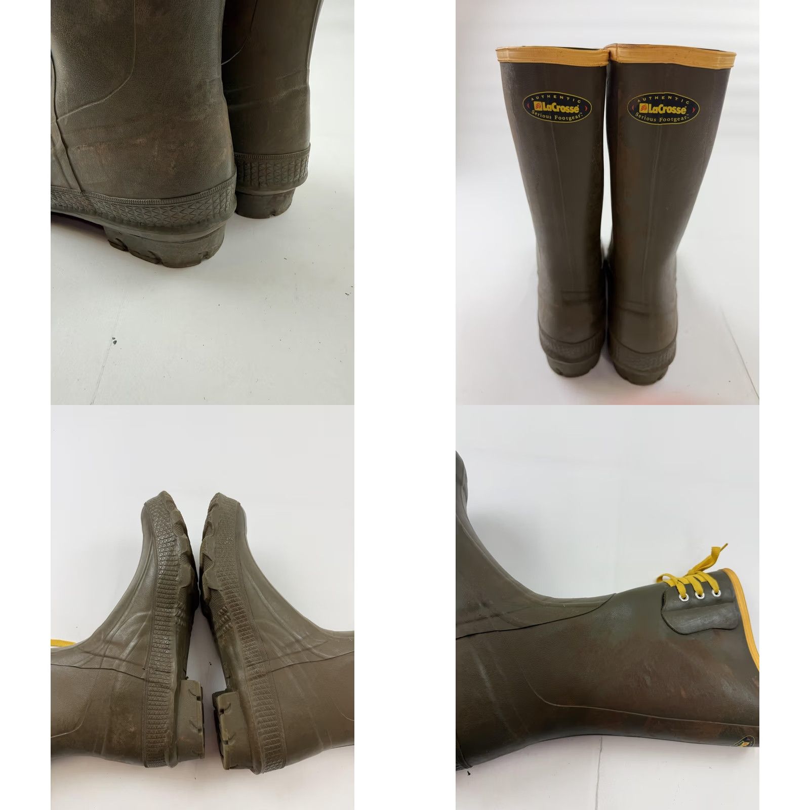 Vintage LaCrosse Mens Brown Rubber Lace Up Waterproof Rain Work Boots 12 Mid-Calf Size US 12 / EU 45 - 8 Thumbnail