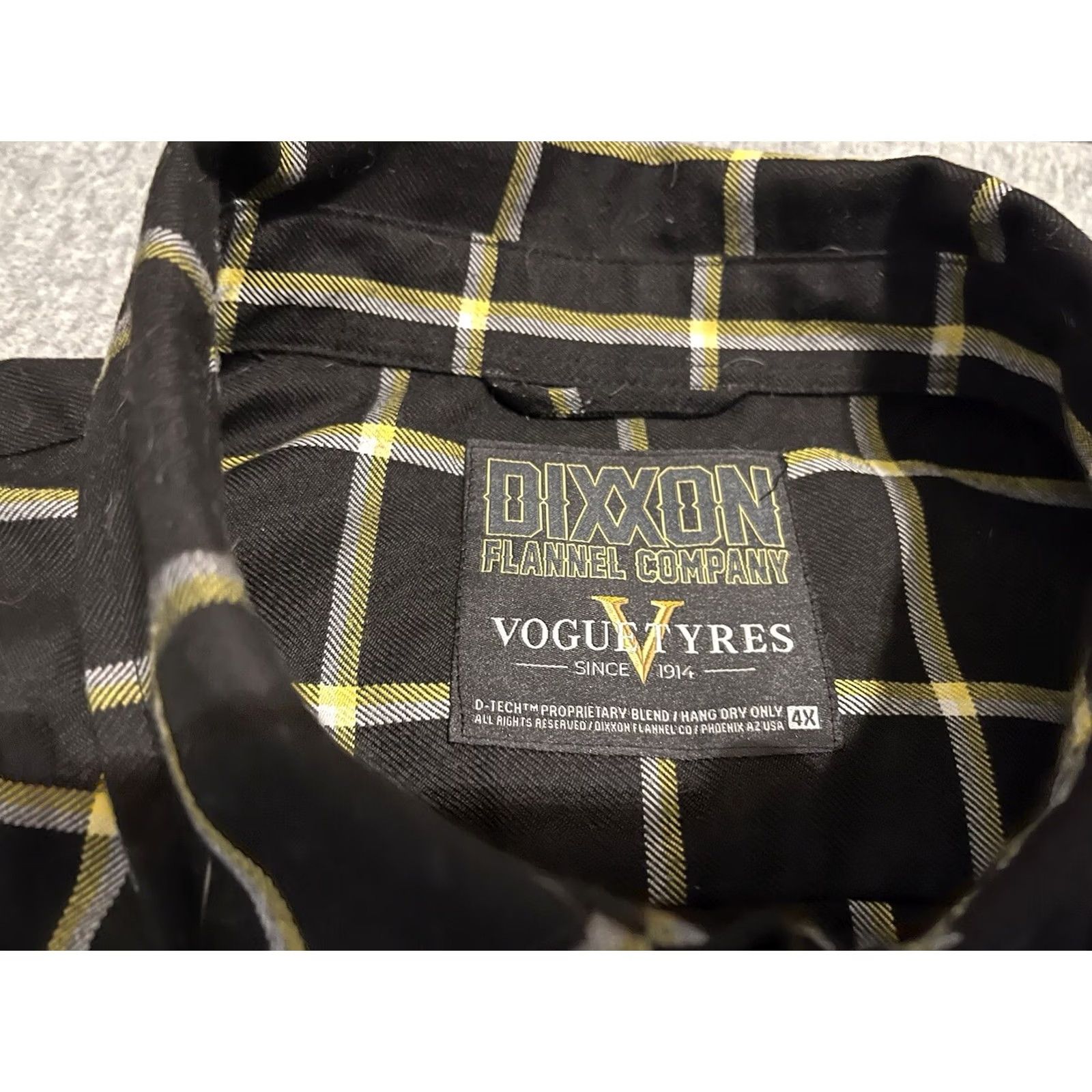 Vogue Dixxon Vogue Tyres Long Sleeve Snap Flannel Black Shirt Mens 4XL Size US XXL / EU 58 / 5 - 2 Thumbnail