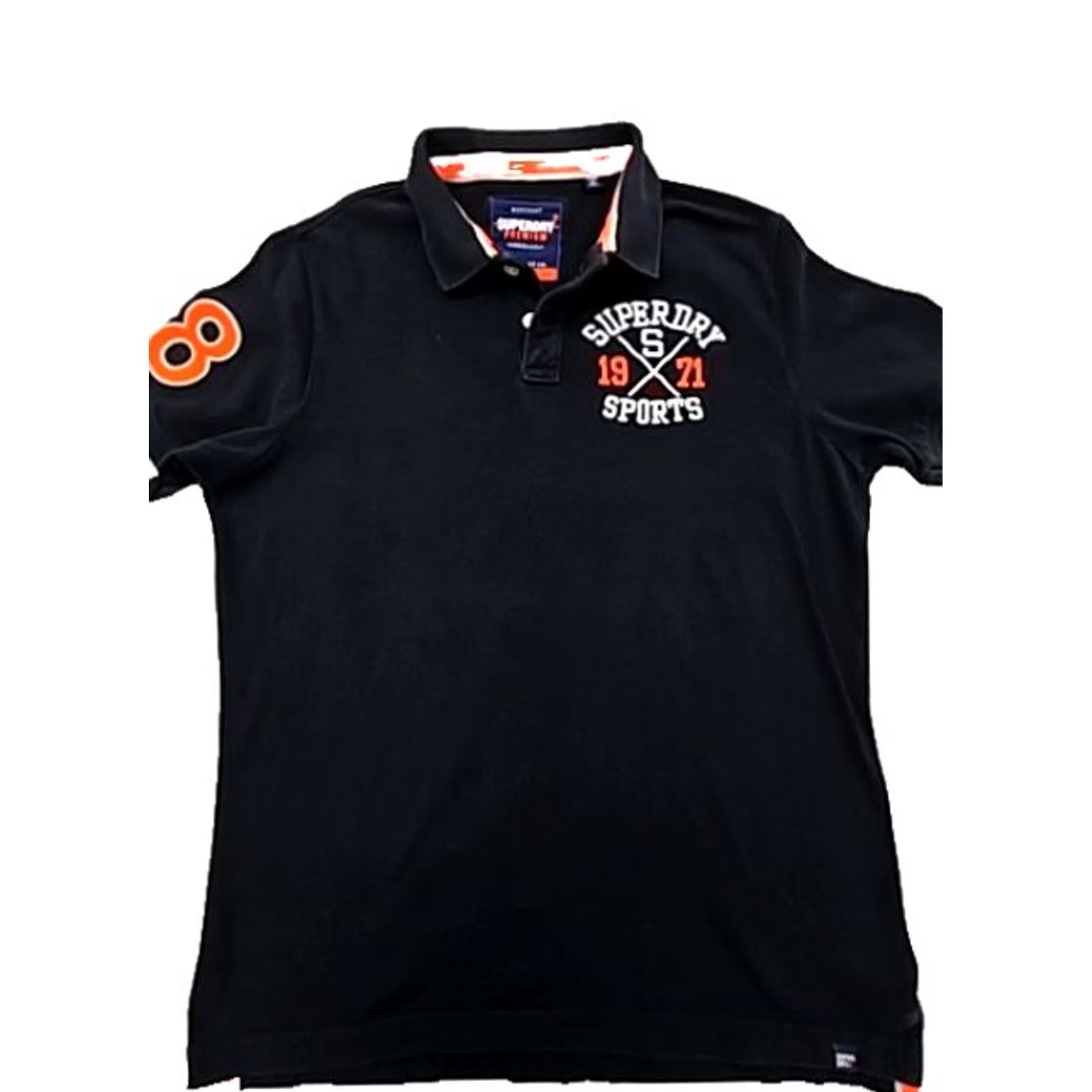 Superdry Superdry Black Mens XXL Short Sleeve Polo Shirt Orange Accents Size US XXL / EU 58 / 5 - 2 Thumbnail