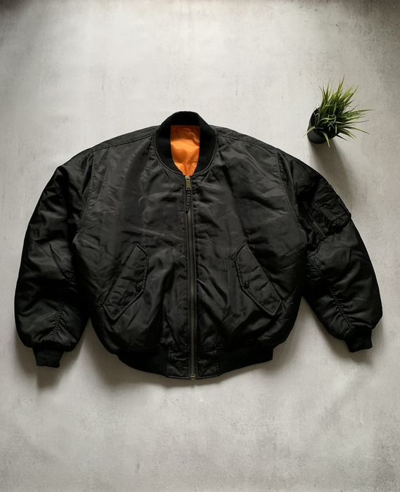 Vintage Vintage 90s MA-1 Bomber Jacket Oversized Black | Grailed