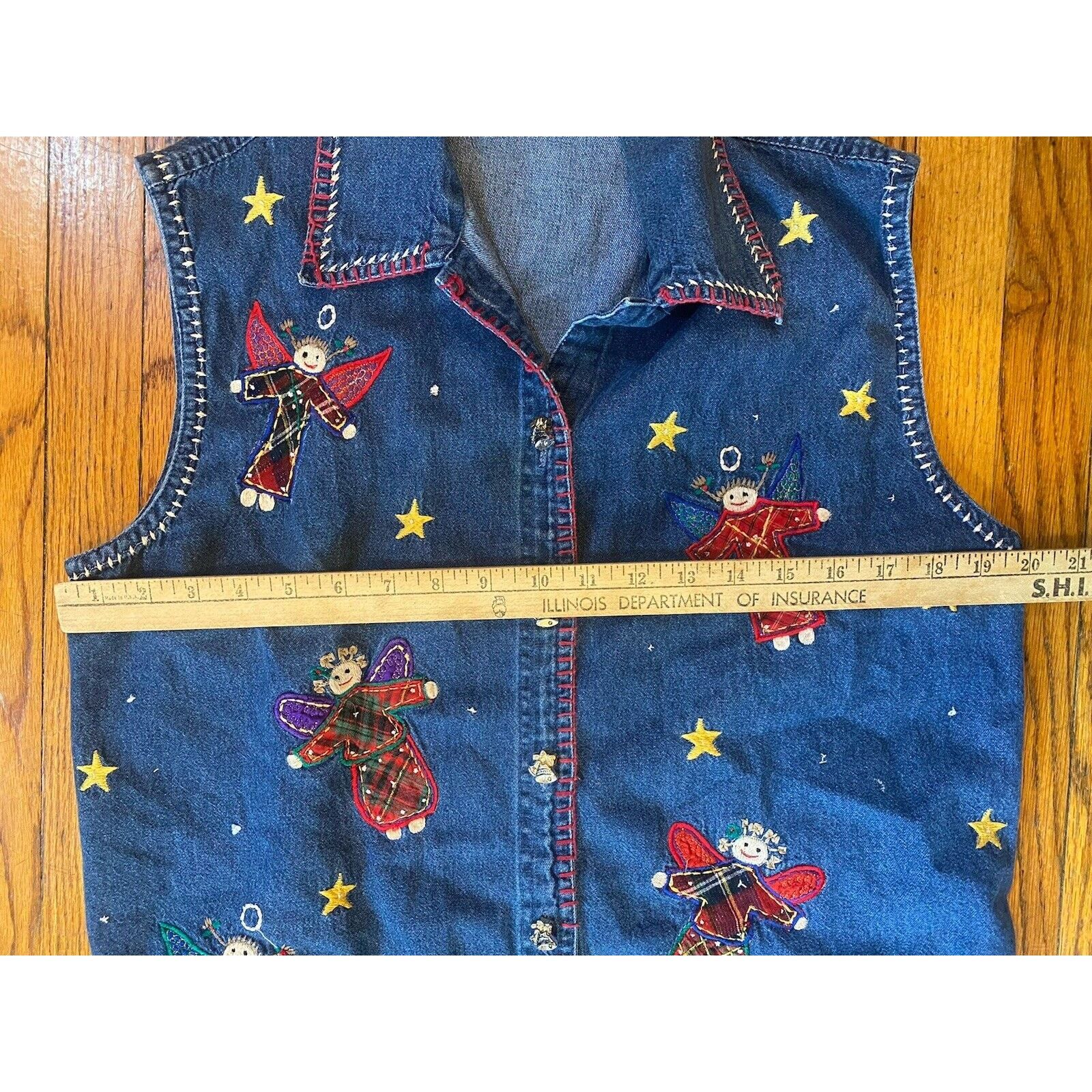 Other VTG Christmas Holiday Angel Denim Vest Women’s 1X Size XXL / US 16-18 / IT 52-54 - 6 Thumbnail