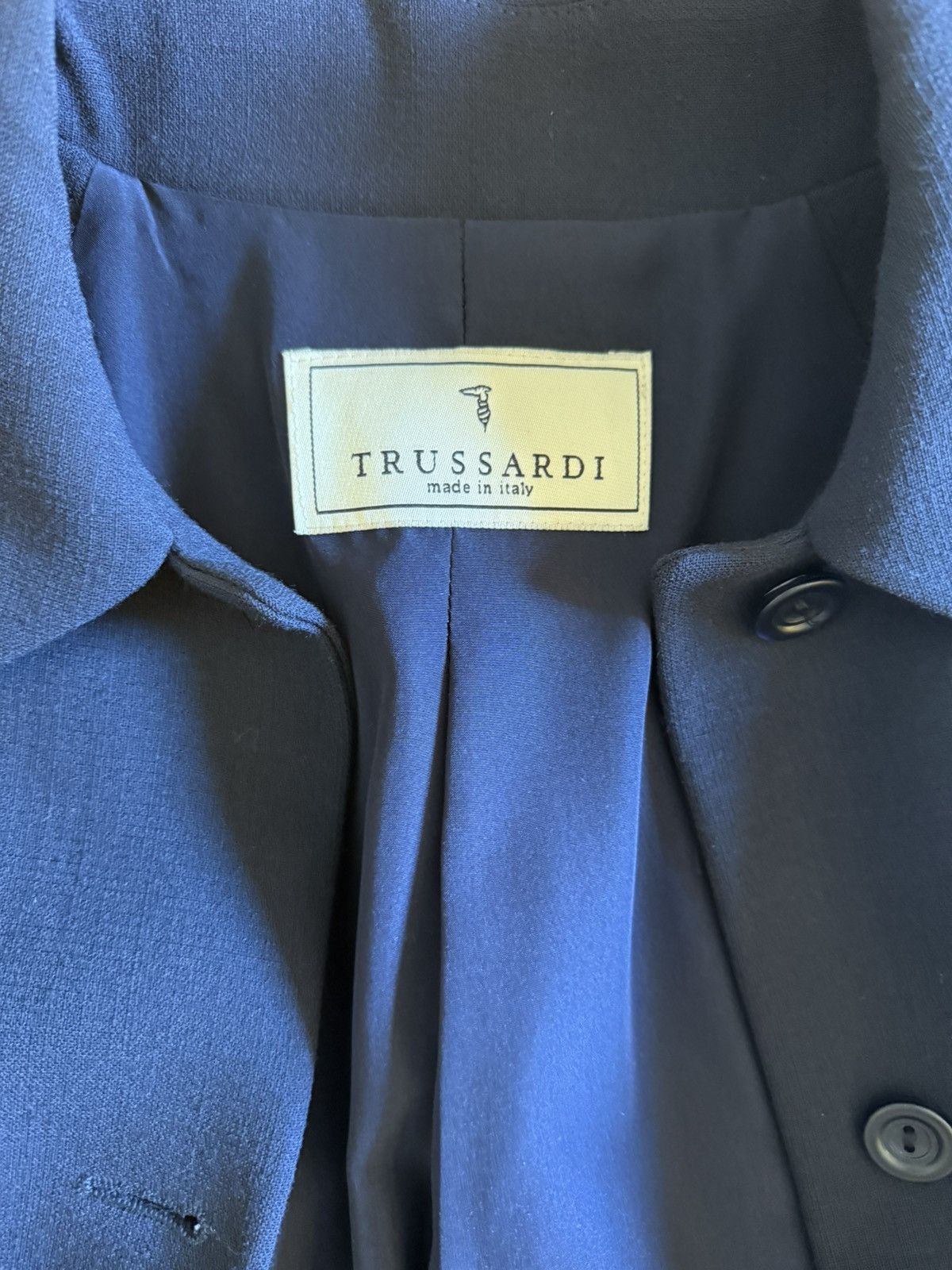 Trussardi *RARE* Trussardi Midnight Blue Wool Blazer Size M / US 6-8 / IT 42-44 - 3 Thumbnail